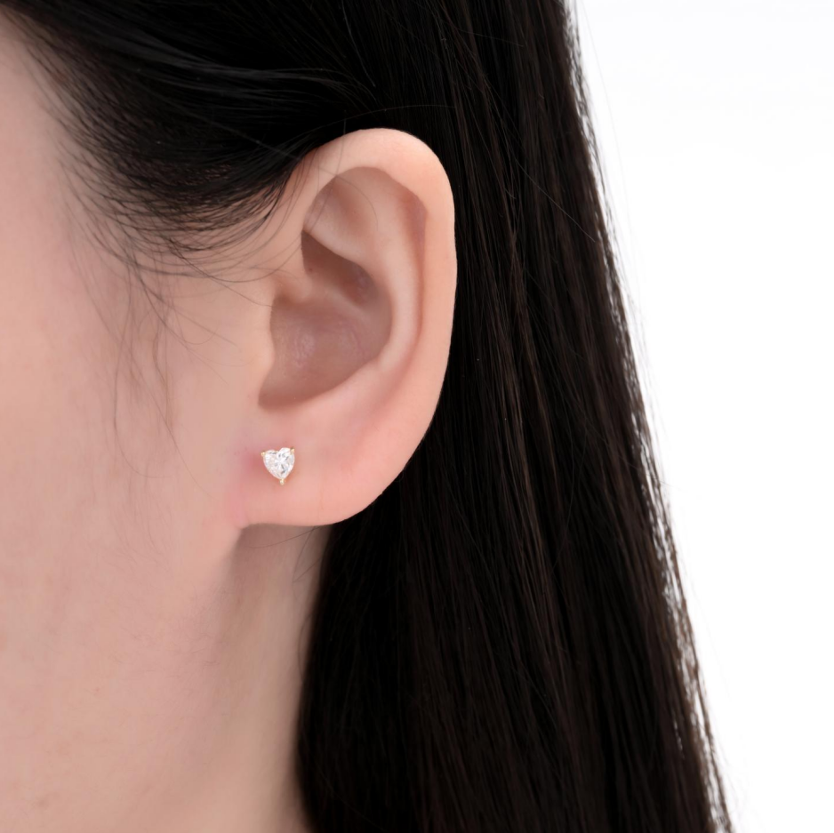 925 Silver Moissanite Earrings Heart 5 MM D Color VVS1  1.0 CT