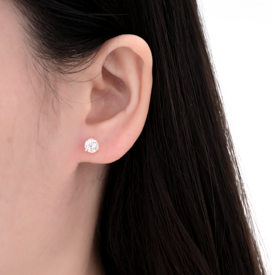 925 Silver Moissanite Earrings Round 5.5 MM D Color VVS1  1.2 CT