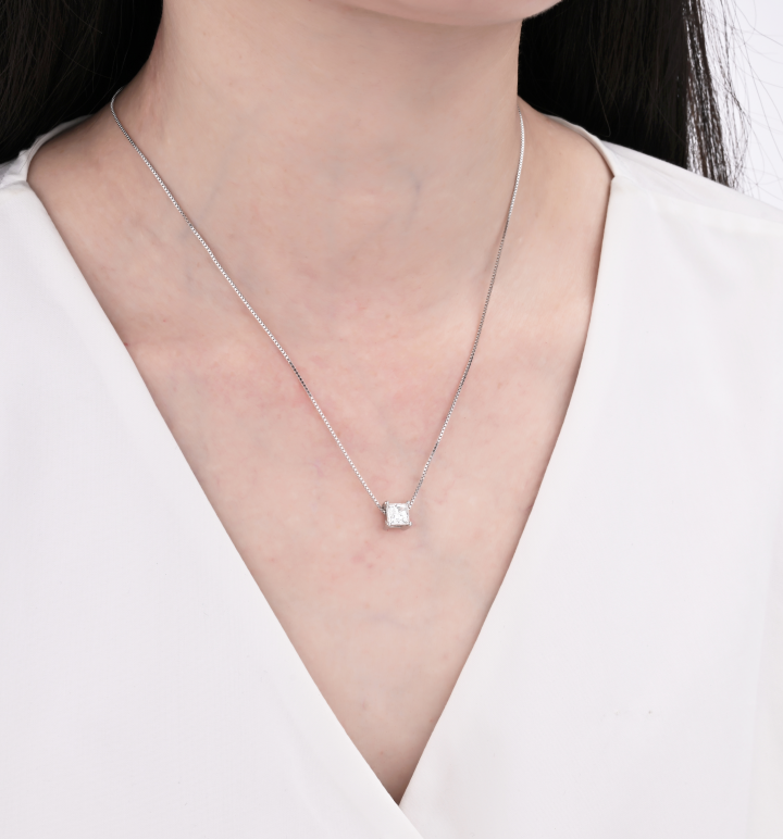 925 Silver Moissanite Necklace 1 CT. VVS1 D