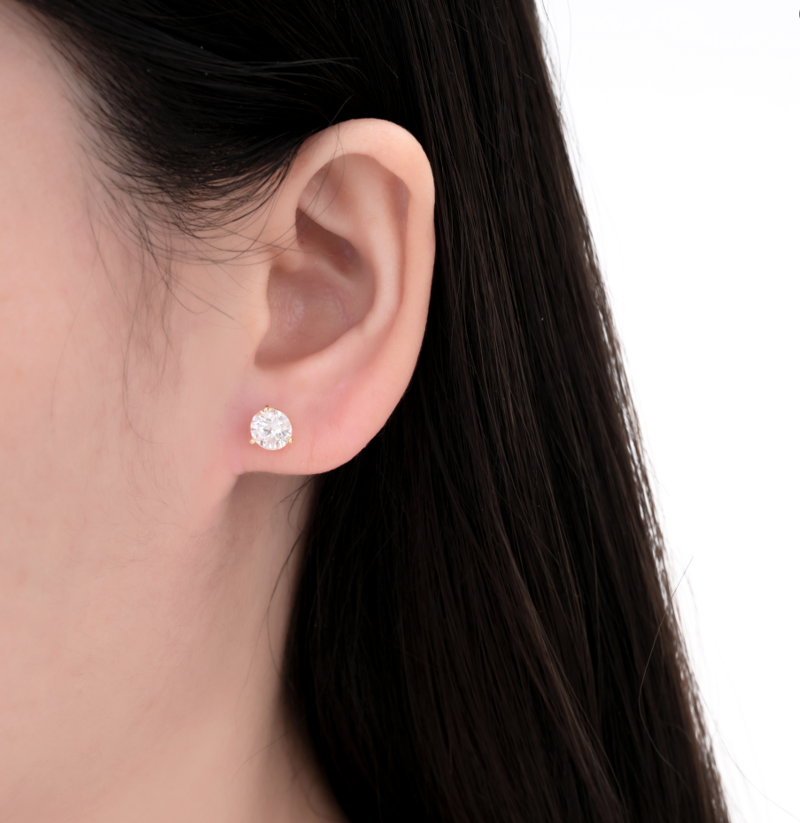 925 Silver Moissanite Earrings Round 6 MM D Color VVS1  1.6 CT