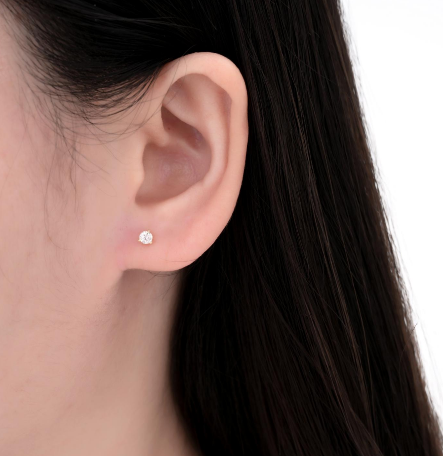 925 Silver Moissanite Earrings Round 3MM D Color VVS1  0.2 CT