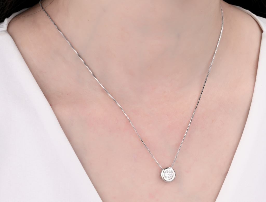 925 Silver Moissanite Necklace 1 CT. VVS1 D