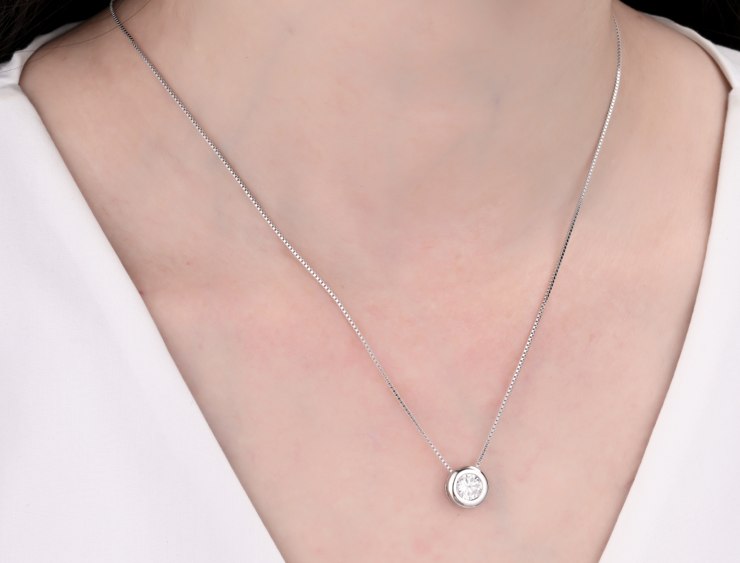 925 Silver Moissanite Necklace 1 CT. VVS1 D
