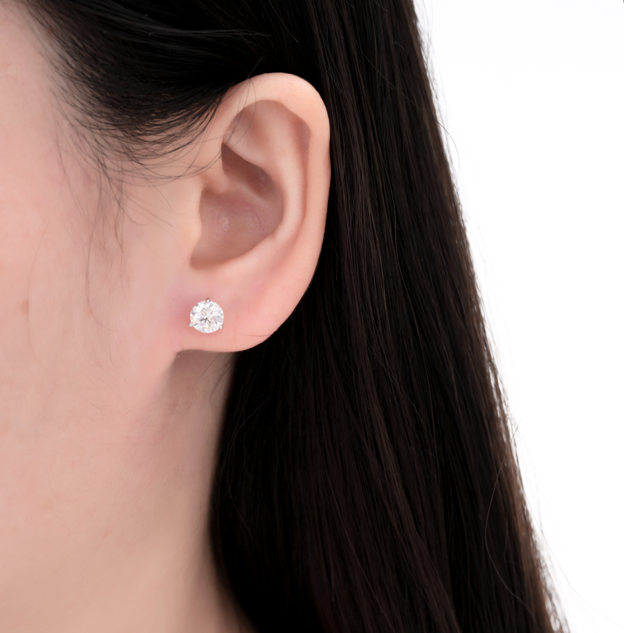 925 Silver Moissanite Earrings Round 6 MM D Color VVS1  1.6 CT