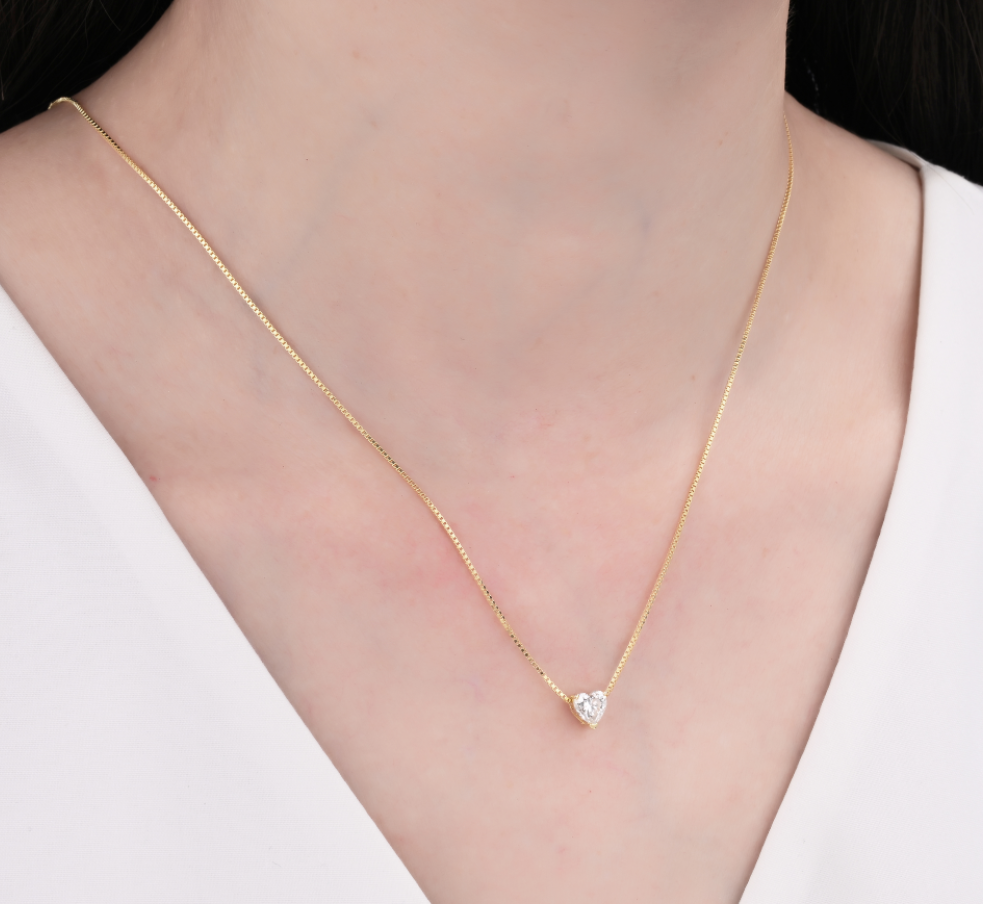 925 Silver Moissanite Necklace Heart 0.5 CT. VVS1 D