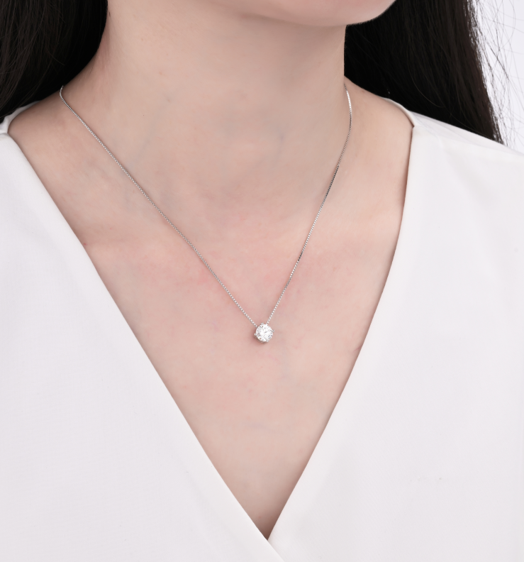 925 Silver Moissanite Necklace  1 CT. VVS1 D