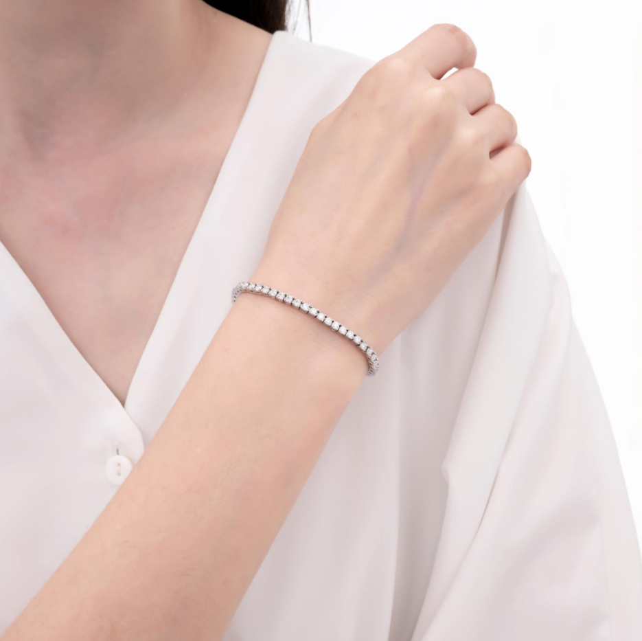 925 Silver Moissanite Bracelets Round 2.25 MM D Color VVS1  3.3 CT