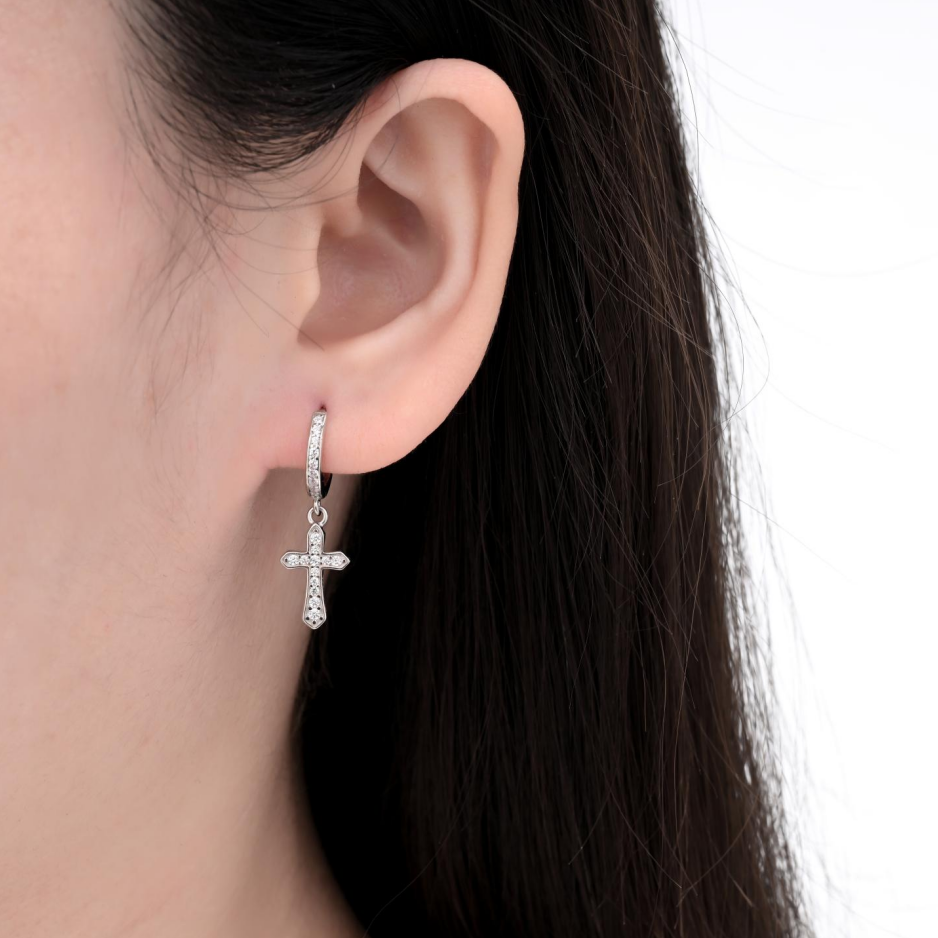 925 Silver Cross Earrings