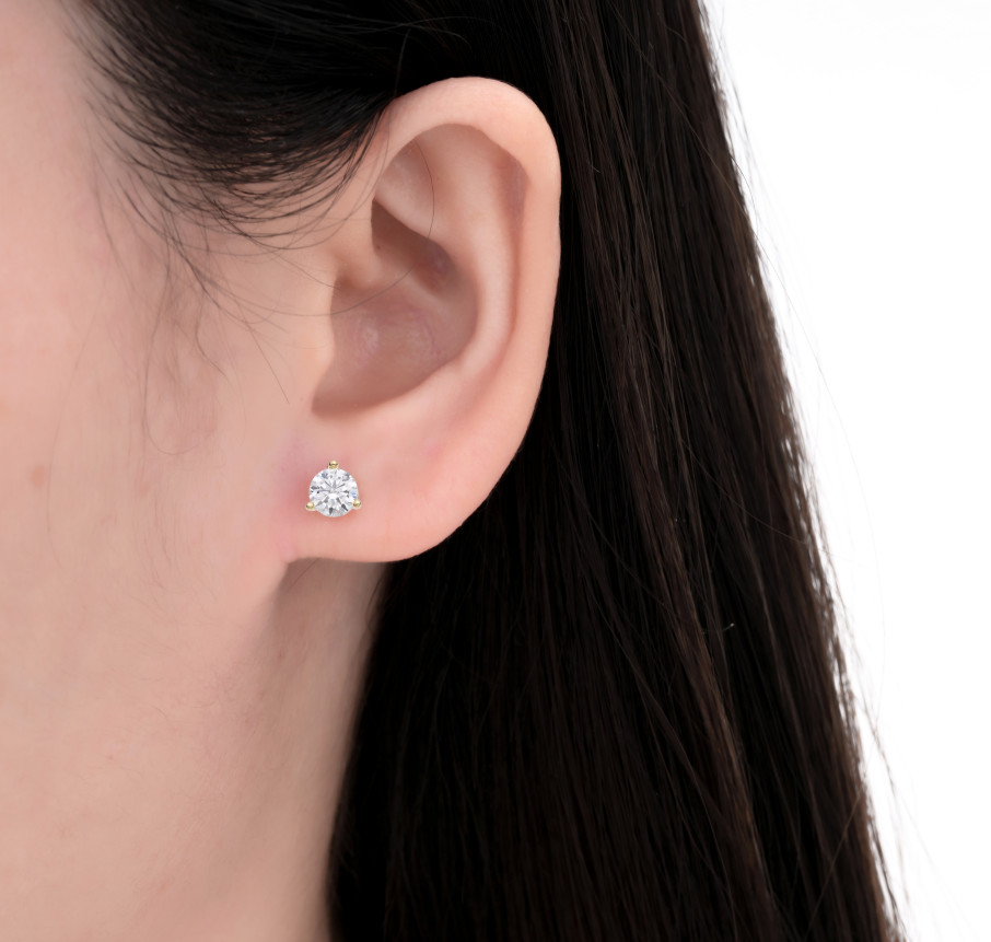 925 Silver Moissanite Earrings Round 5MM D Color VVS1  1.0 CT