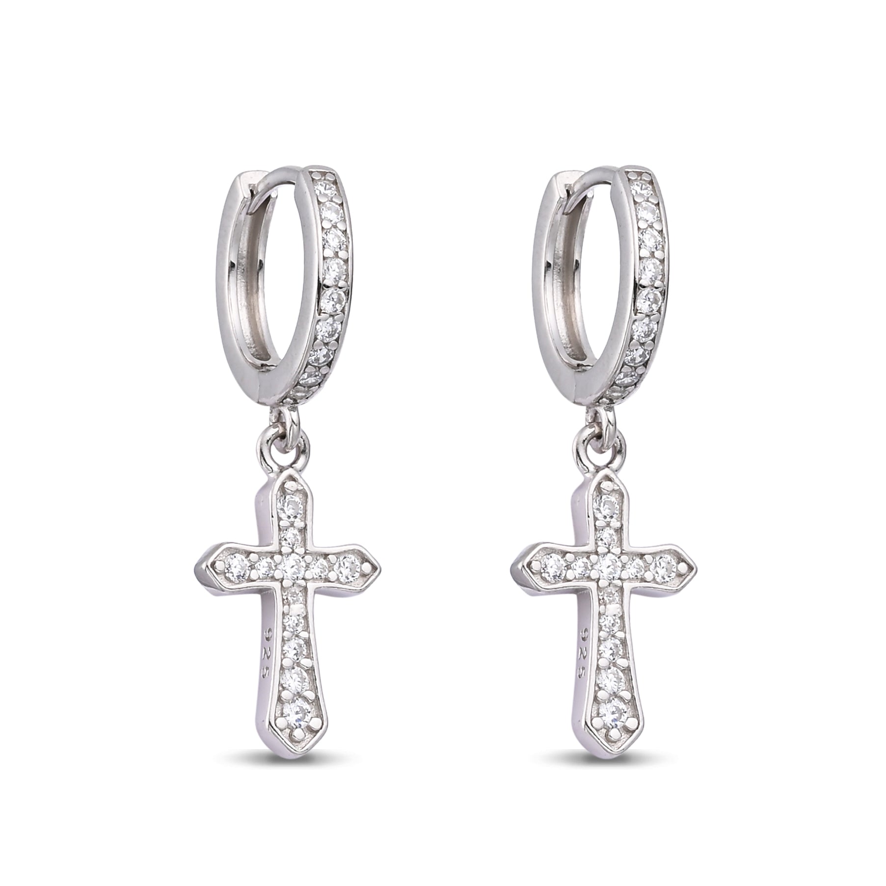 925 Silver Cross Earrings
