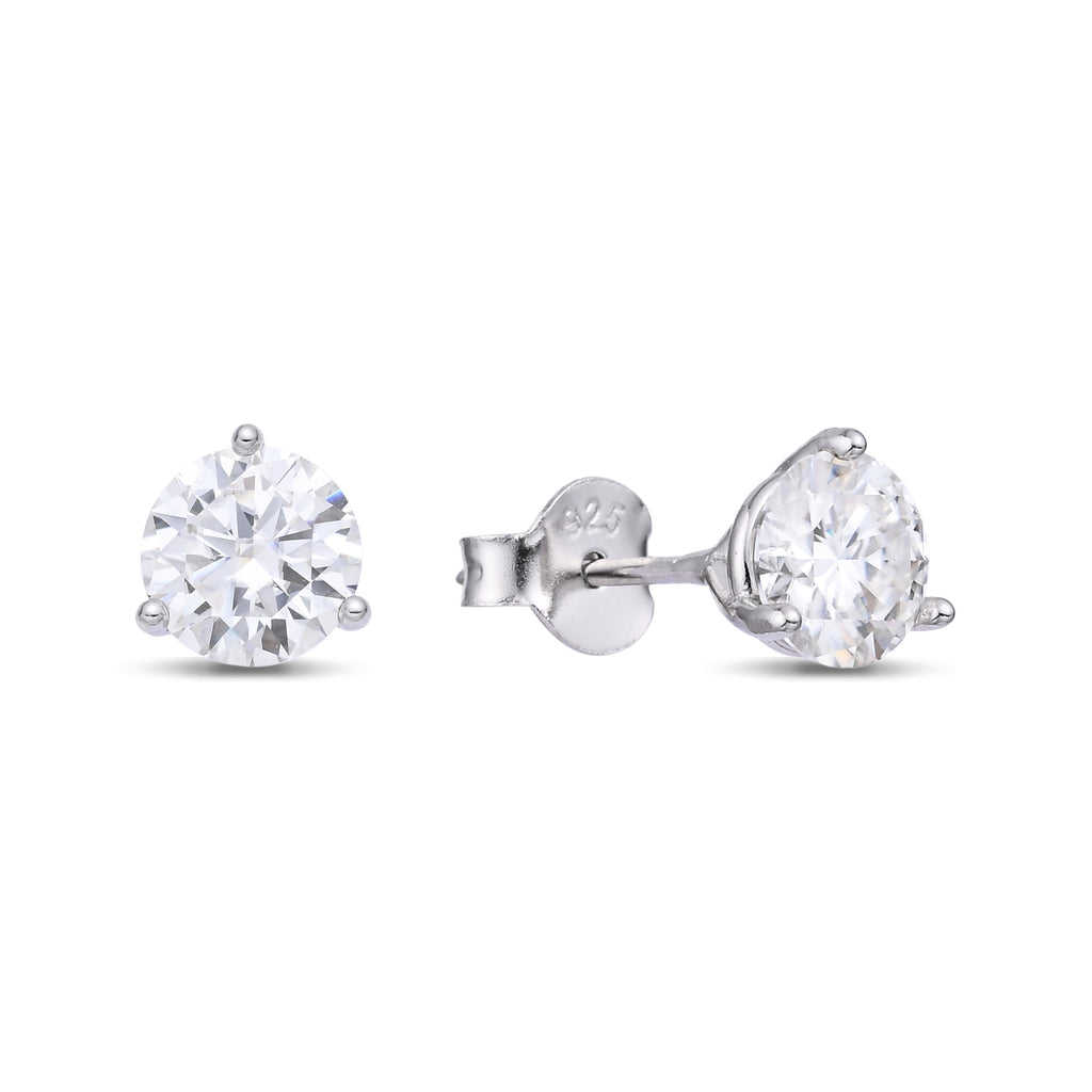 925 Silver Moissanite Earrings Round 6 MM D Color VVS1  1.6 CT