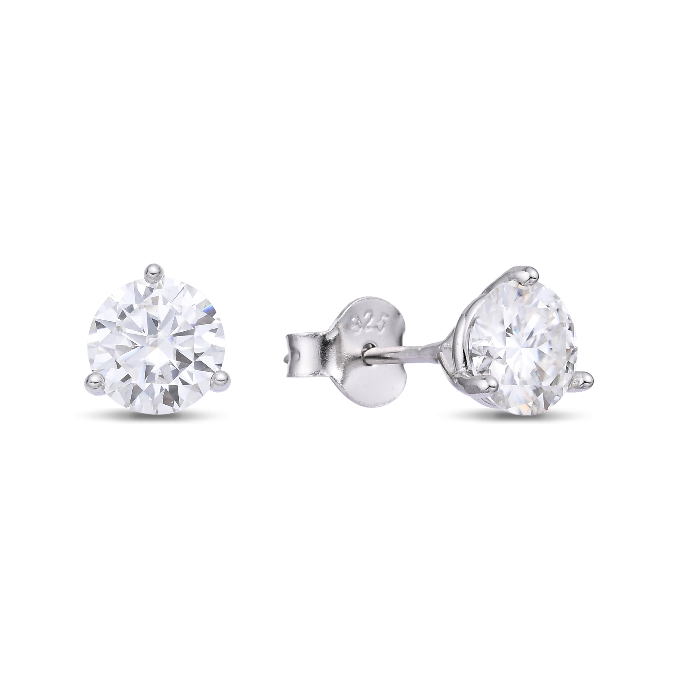 925 Silver Moissanite Earrings Round 6 MM D Color VVS1  1.6 CT