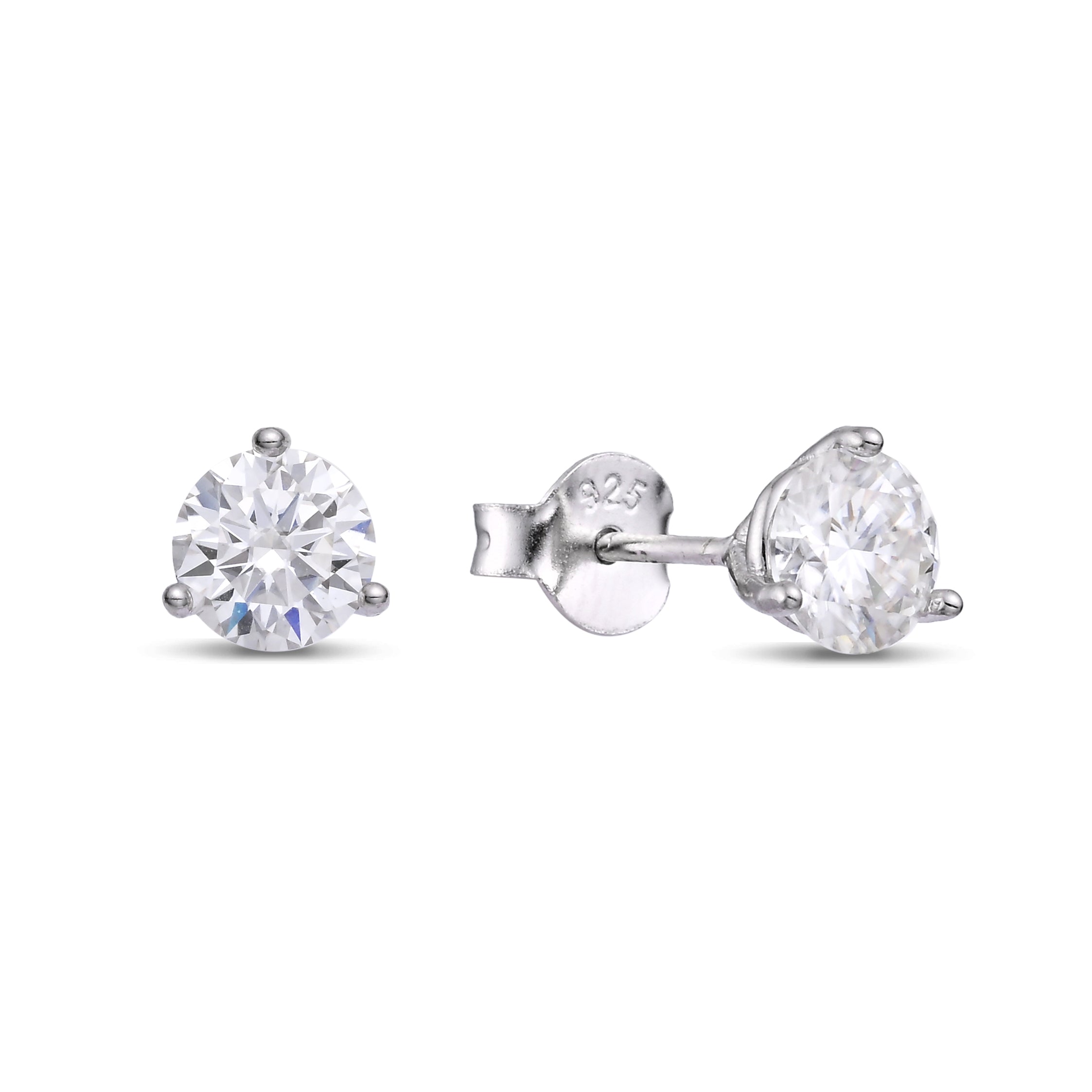 925 Silver Moissanite Earrings Round 5.5 MM D Color VVS1  1.2 CT