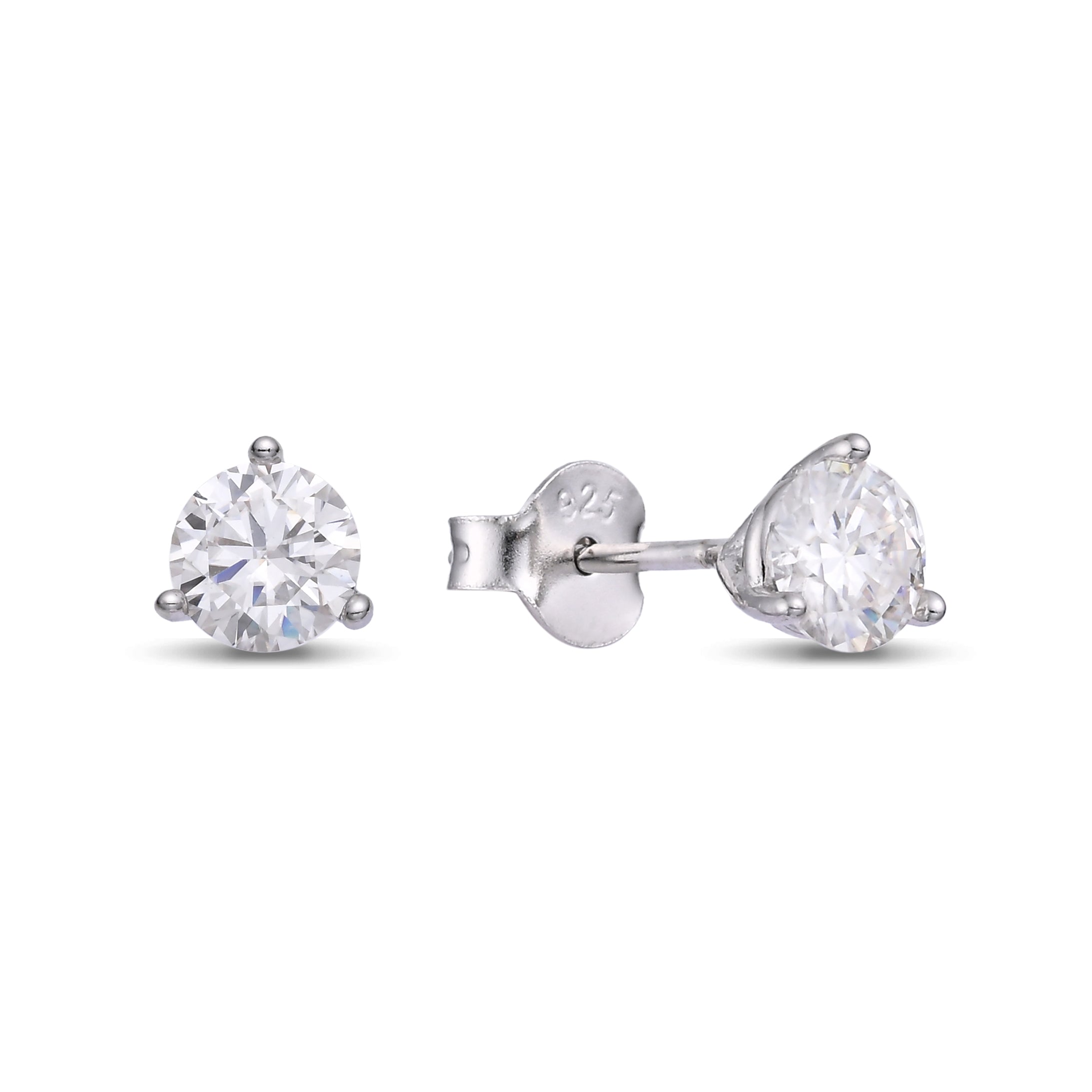 925 Silver Moissanite Earrings Round 5MM D Color VVS1  1.0 CT