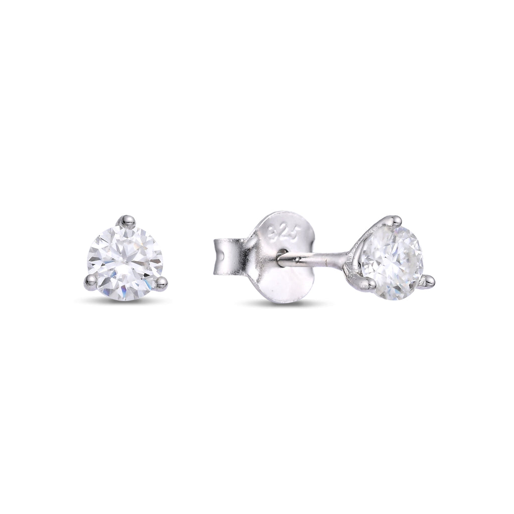 925 Silver Moissanite Earrings Round 4MM D Color VVS1  0.6 CT