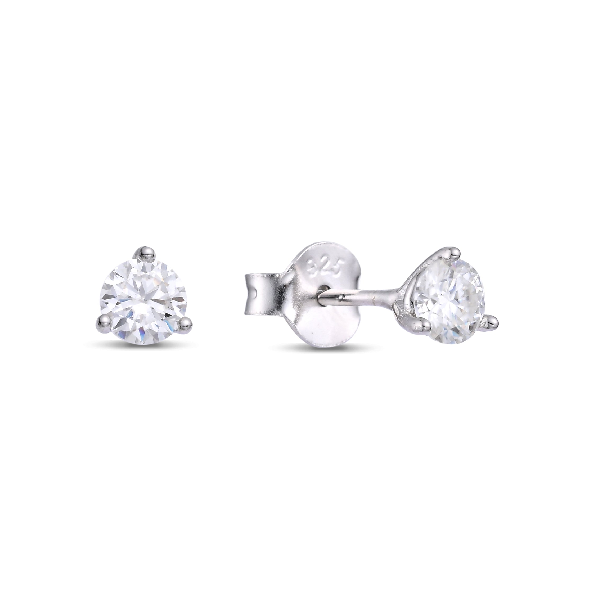 925 Silver Moissanite Earrings Round 4MM D Color VVS1  0.6 CT