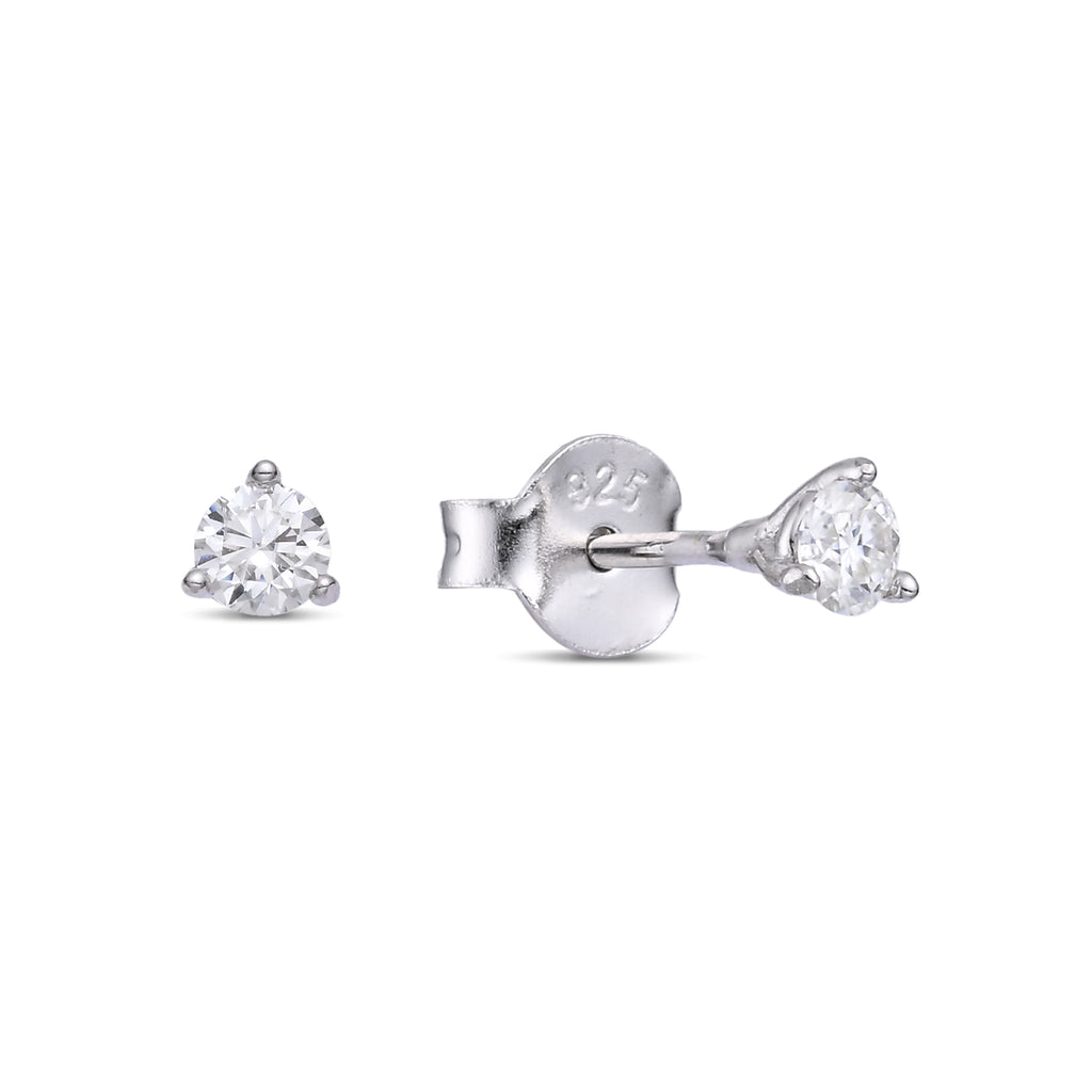 925 Silver Moissanite Earrings Round 3MM D Color VVS1  0.2 CT
