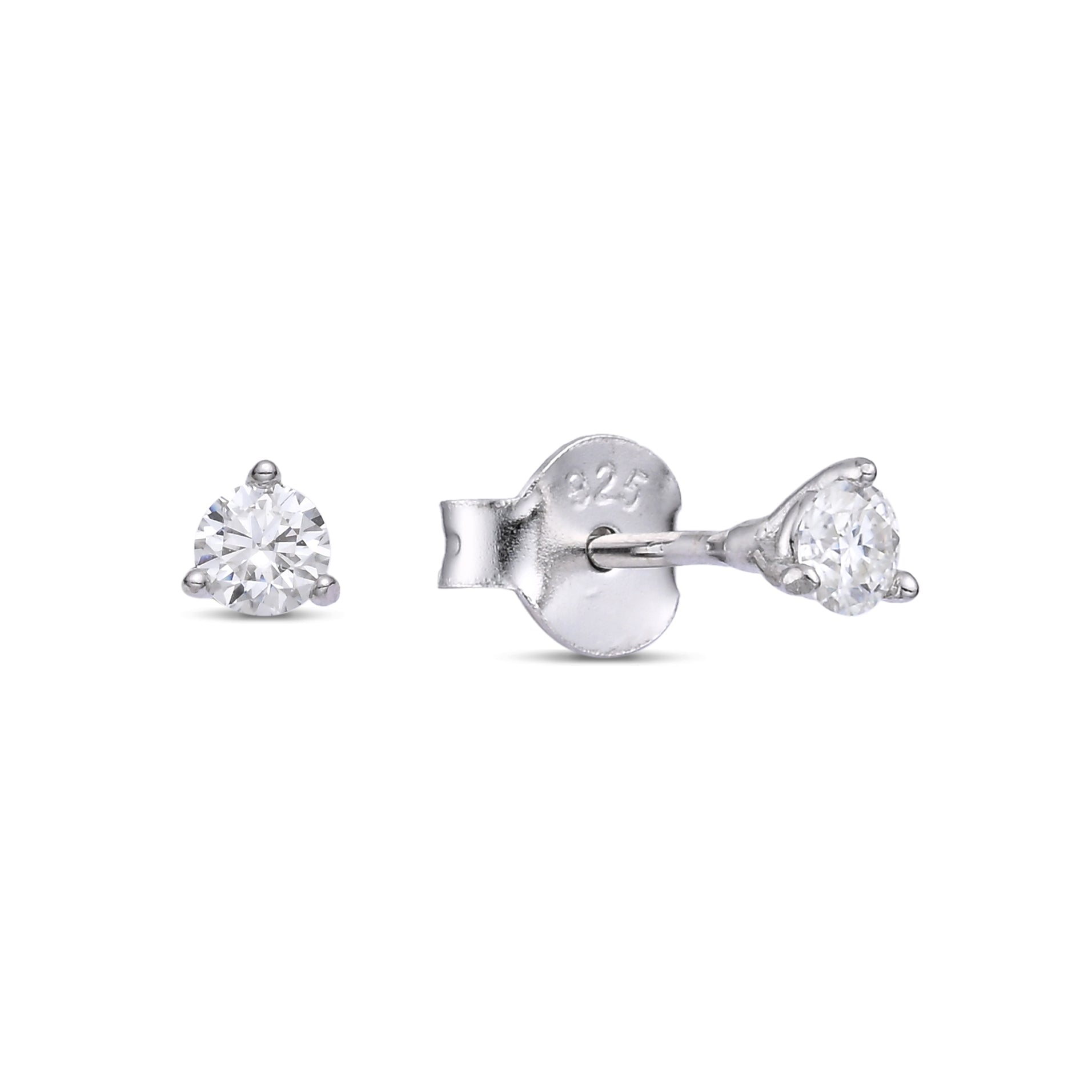 925 Silver Moissanite Earrings Round 3MM D Color VVS1  0.2 CT