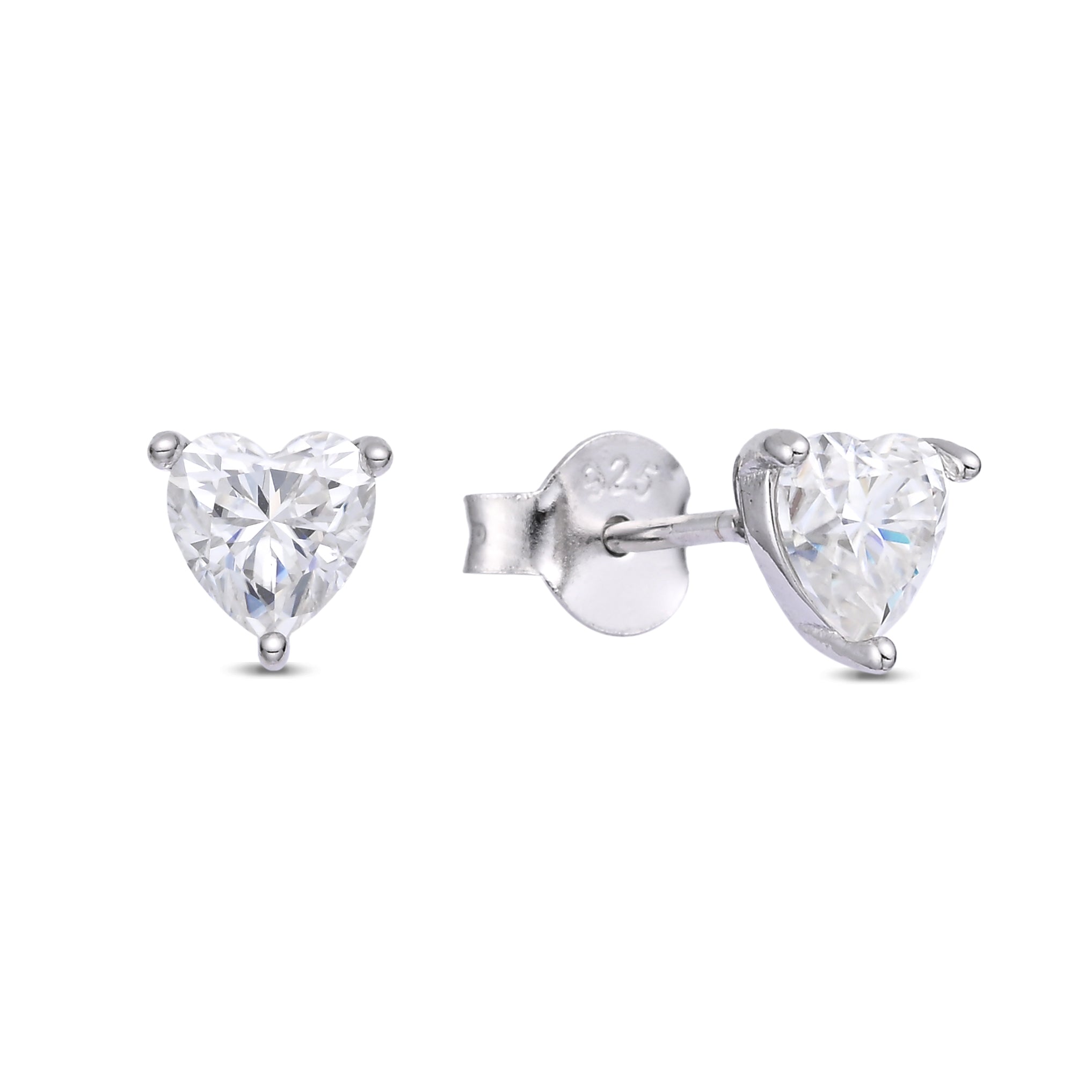925 Silver Moissanite Earrings Heart 5 MM D Color VVS1  1.0 CT