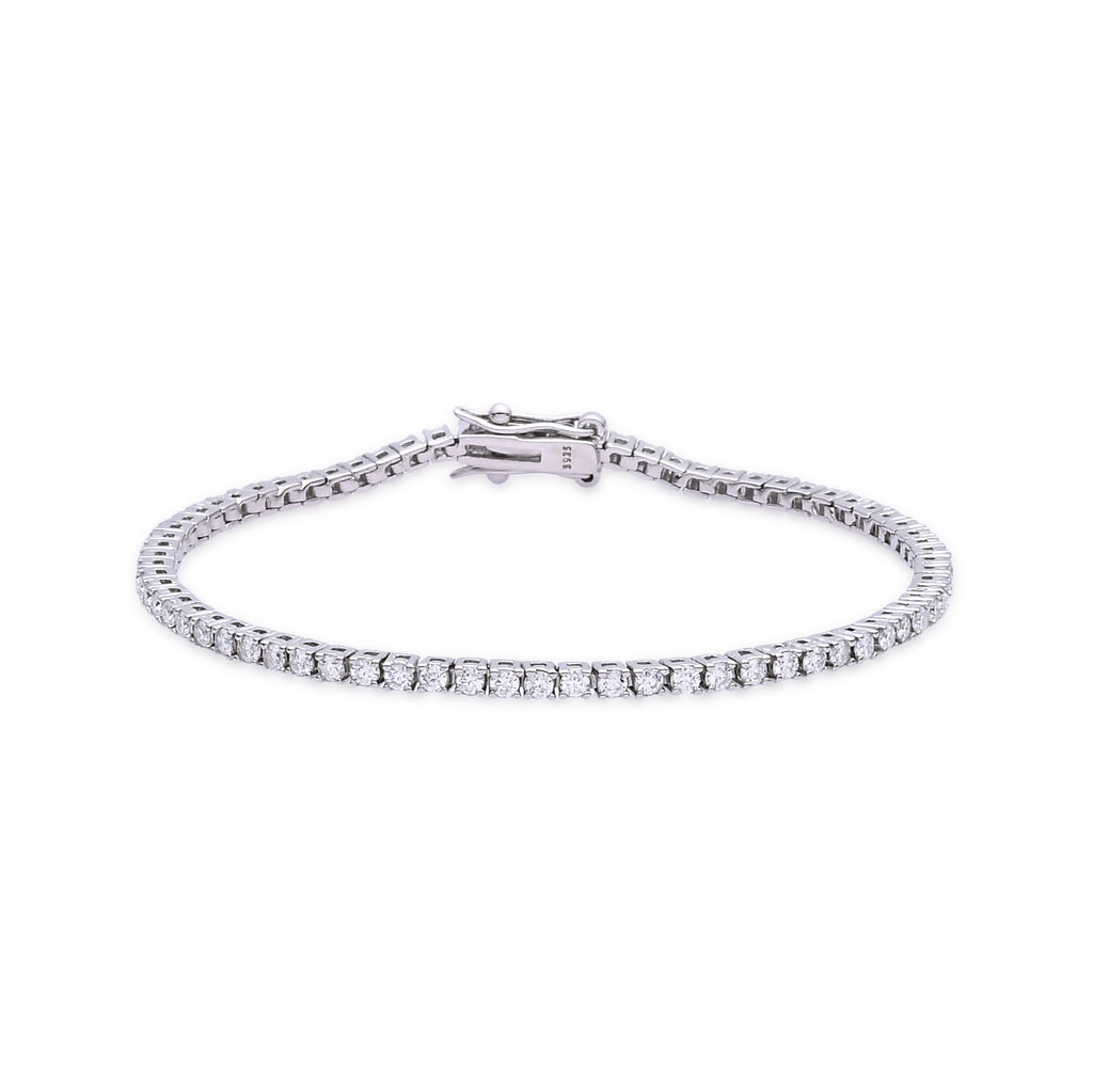 925 Silver Moissanite Bracelets Round 2.0 MM D Color VVS1  2.5 CT