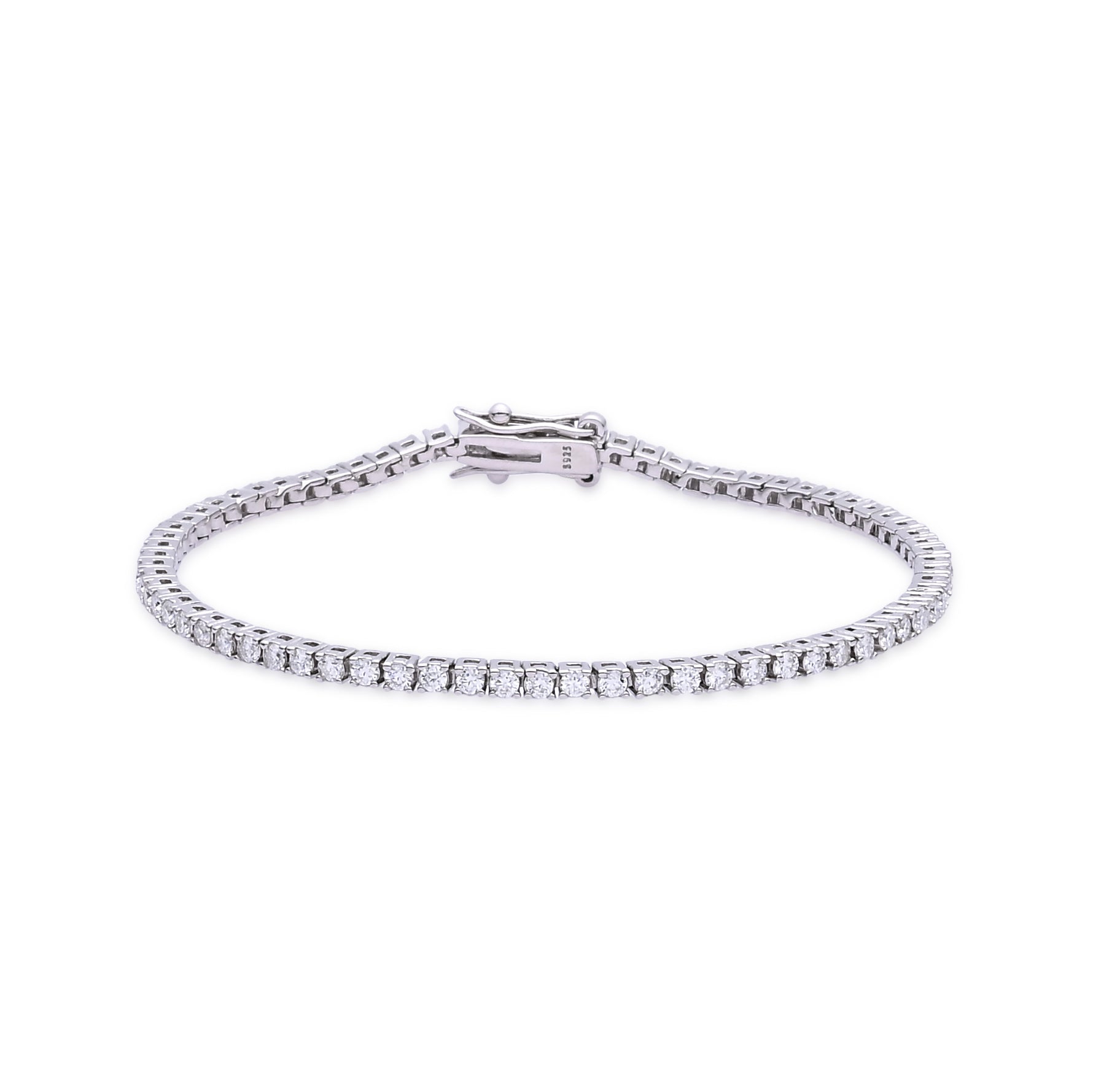 925 Silver Moissanite Bracelets Round 2.0 MM D Color VVS1  2.5 CT