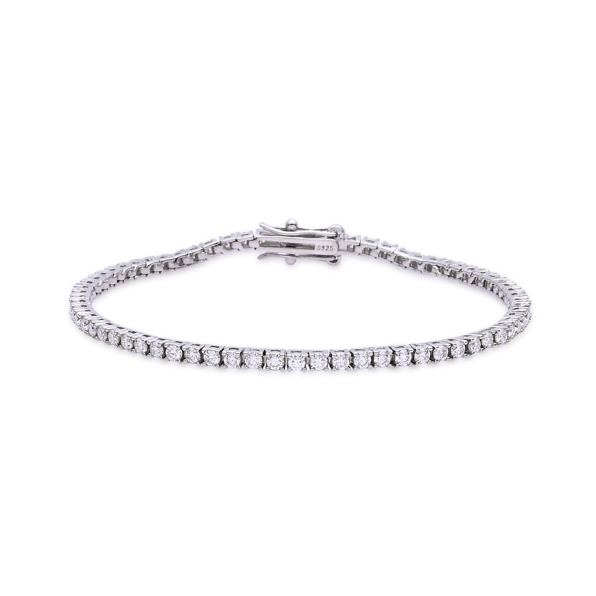 925 Silver Moissanite Bracelets Round 2.25 MM D Color VVS1  3.3 CT