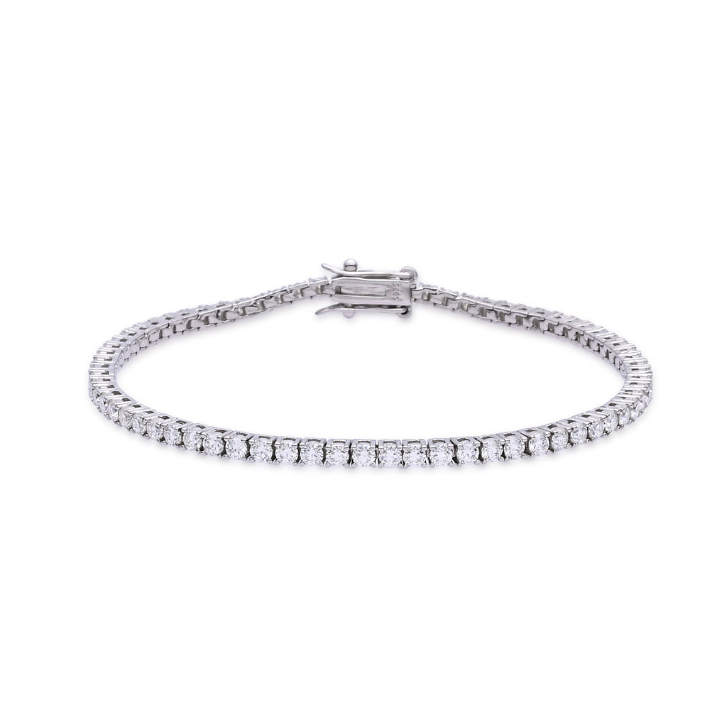 925 Silver Moissanite Bracelets Round 2.5 MM D Color VVS1  4.3 CT