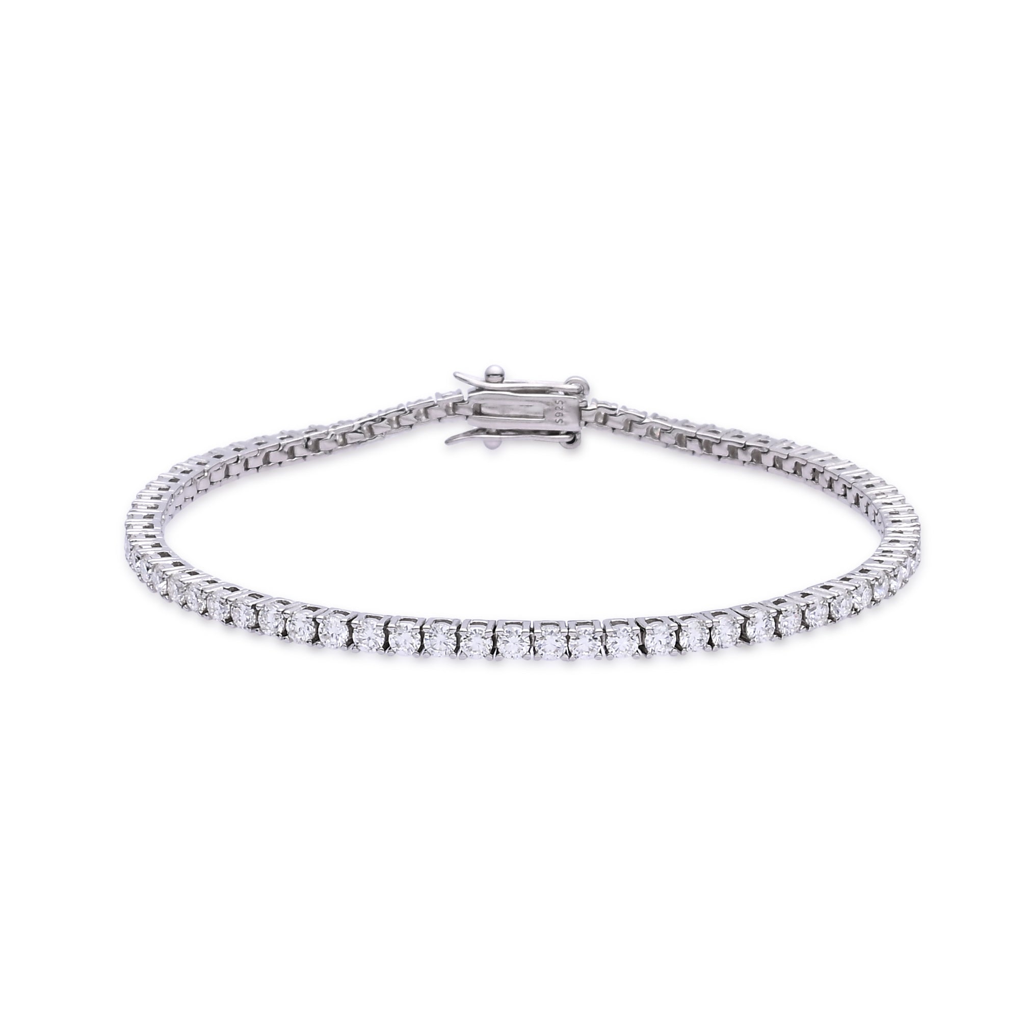 925 Silver Moissanite Bracelets Round 2.5 MM D Color VVS1  4.3 CT