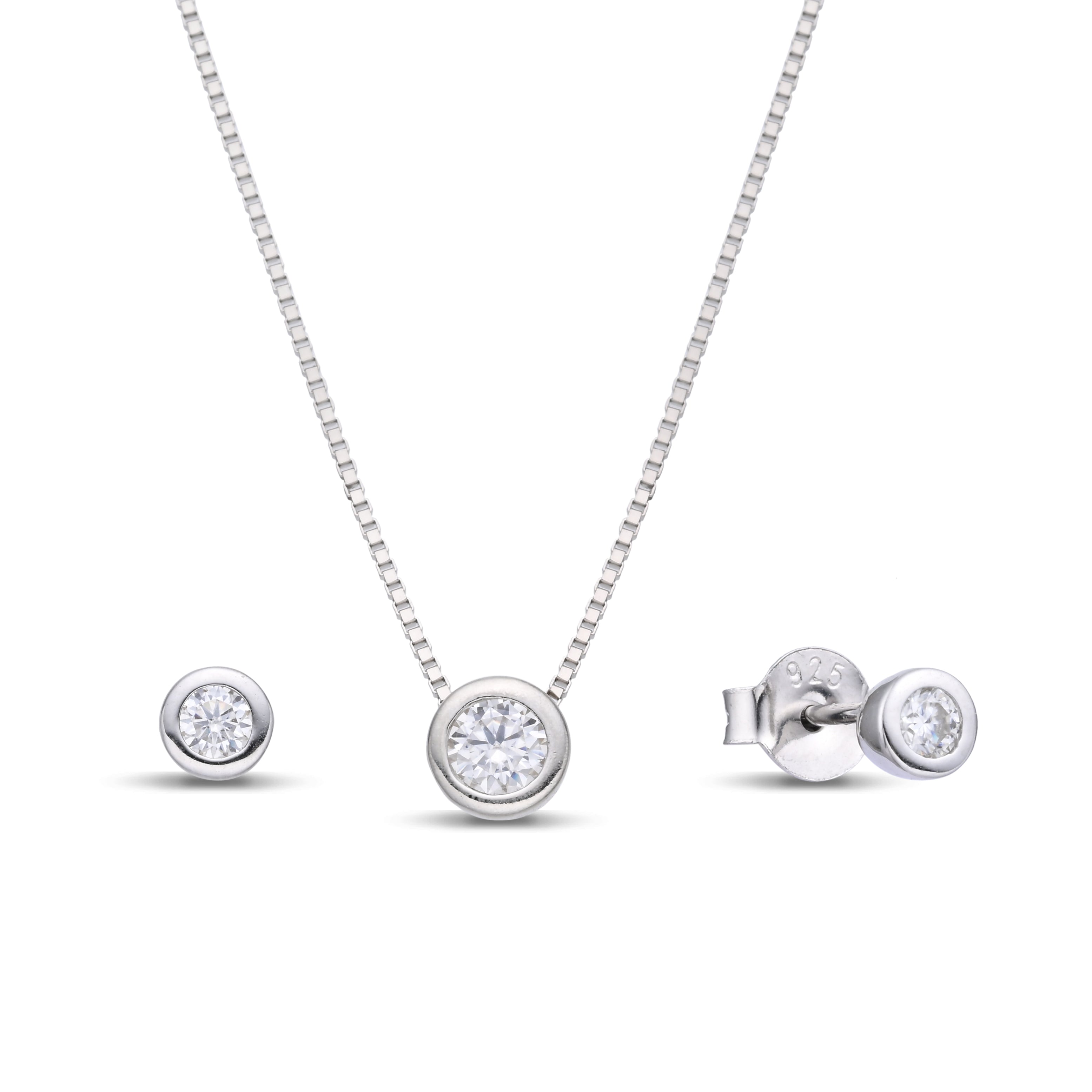 925 Silver Moissanite Earrings & Necklaces  0.5 CT. VVS1 D Color