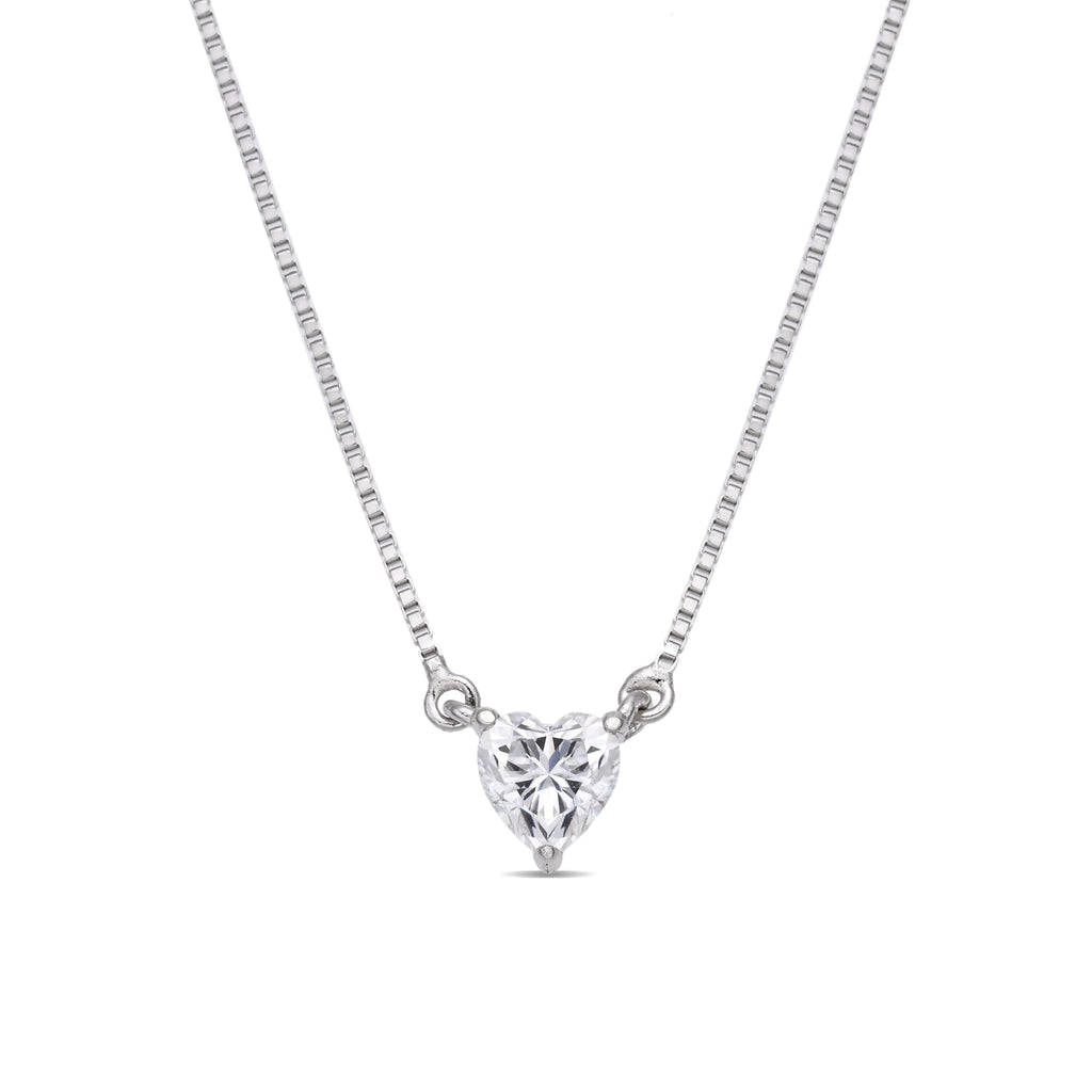 925 Silver Moissanite Necklace Heart 0.5 CT. VVS1 D