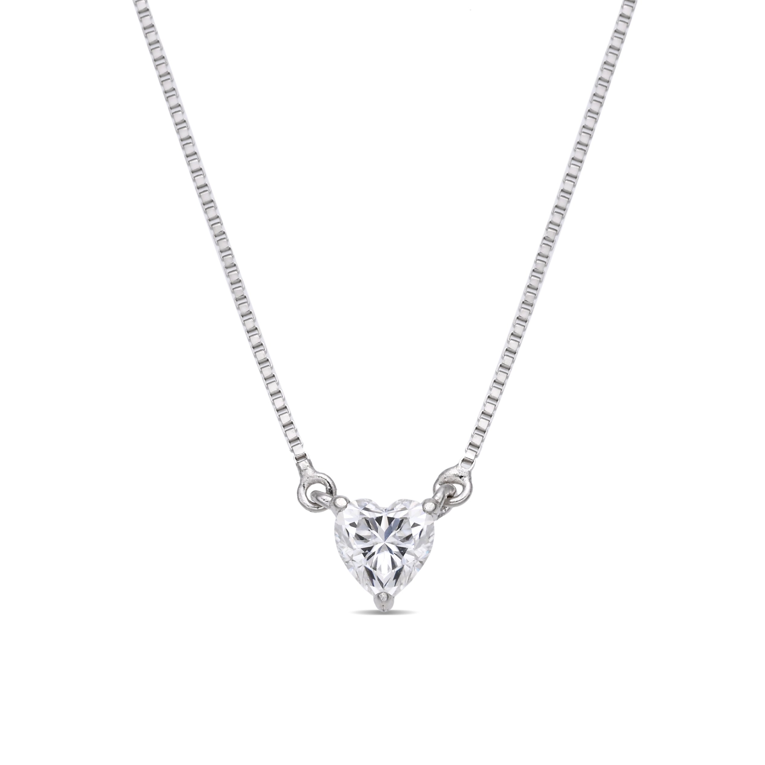 925 Silver Moissanite Necklace Heart 0.5 CT. VVS1 D