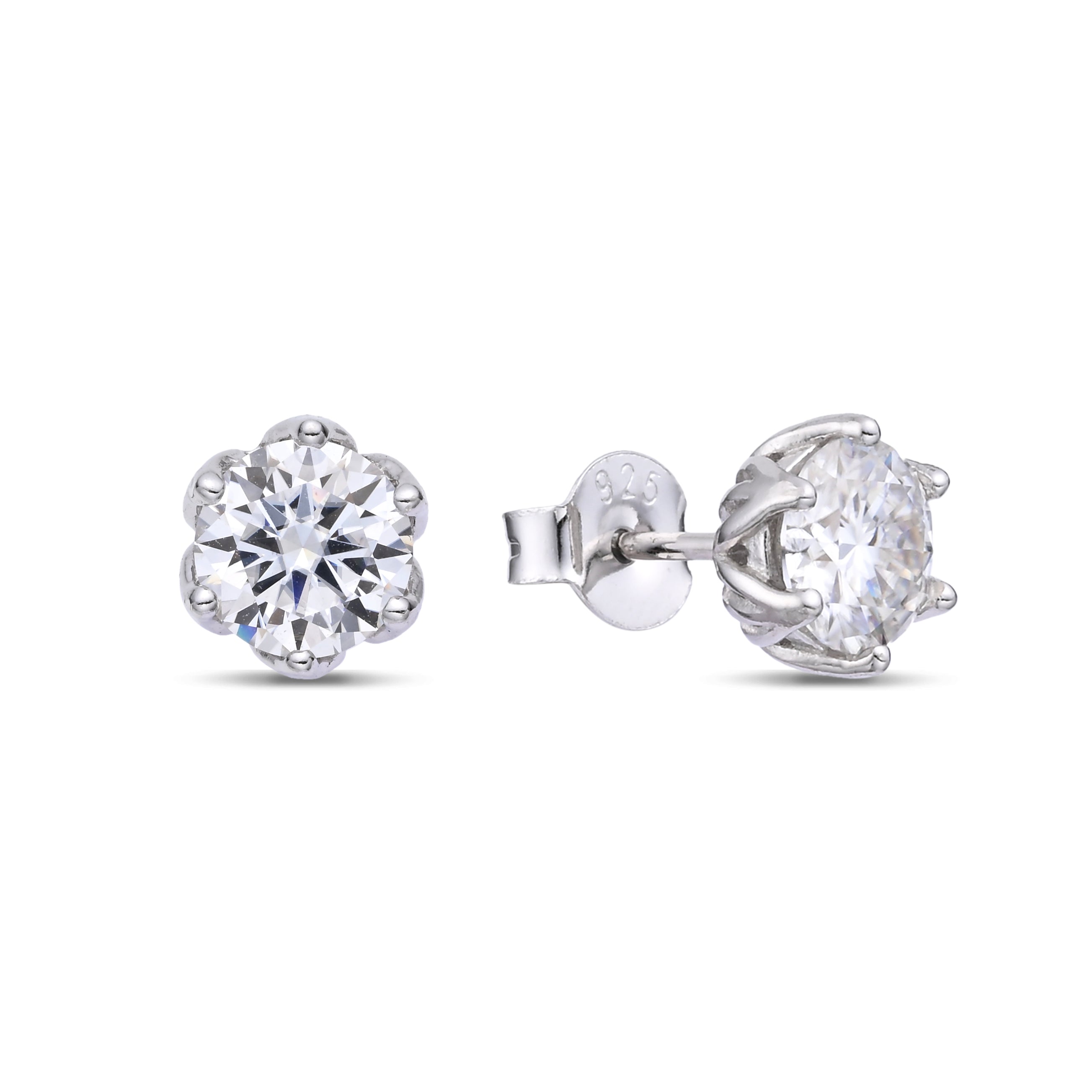 925 Silver Moissanite Earrings 2 CT. VVS1 D COLOR
