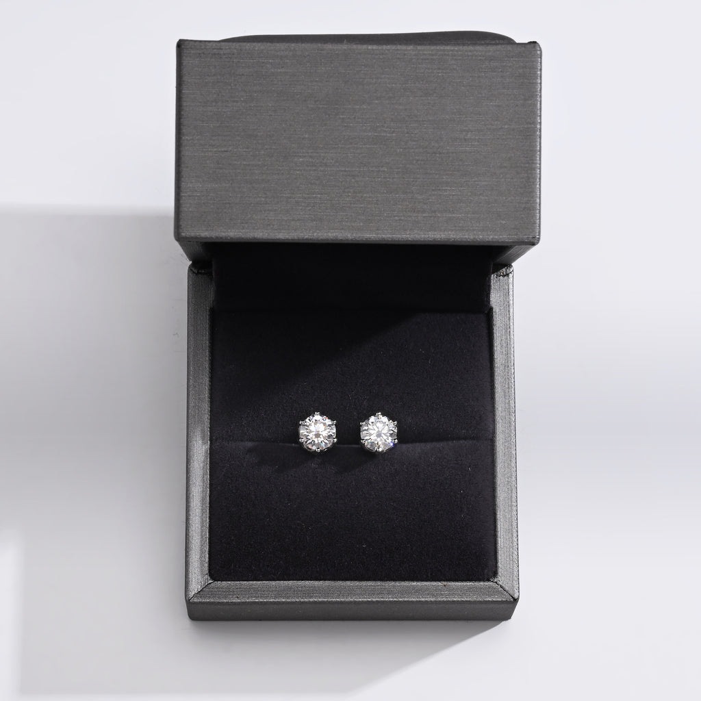 925 Silver Moissanite Earrings 2 CT. VVS1 D COLOR