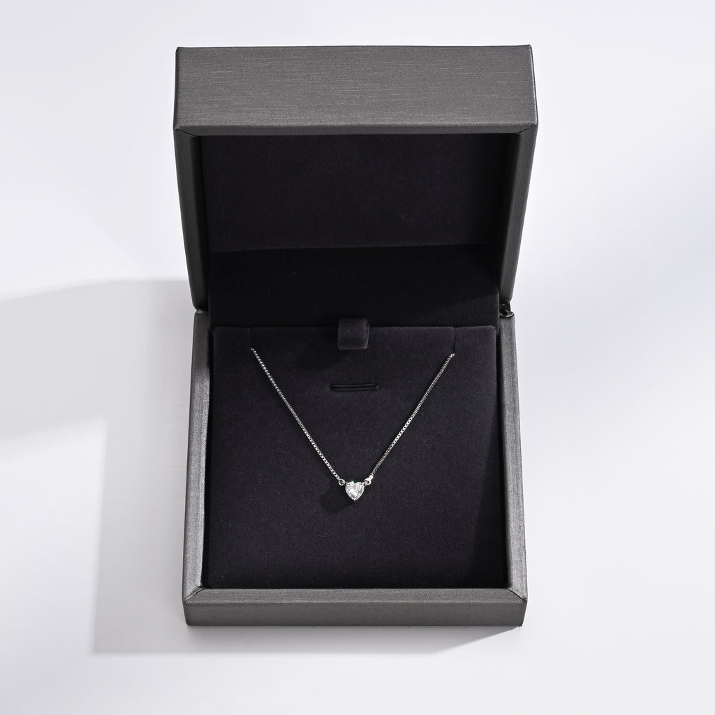925 Silver Moissanite Necklace Heart 0.5 CT. VVS1 D