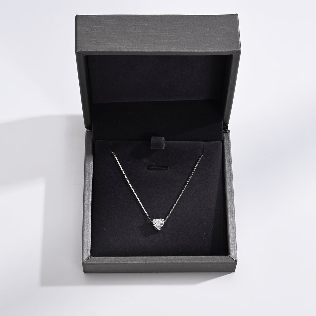 925 Silver Moissanite Necklace Heart 1 CT. VVS1 D