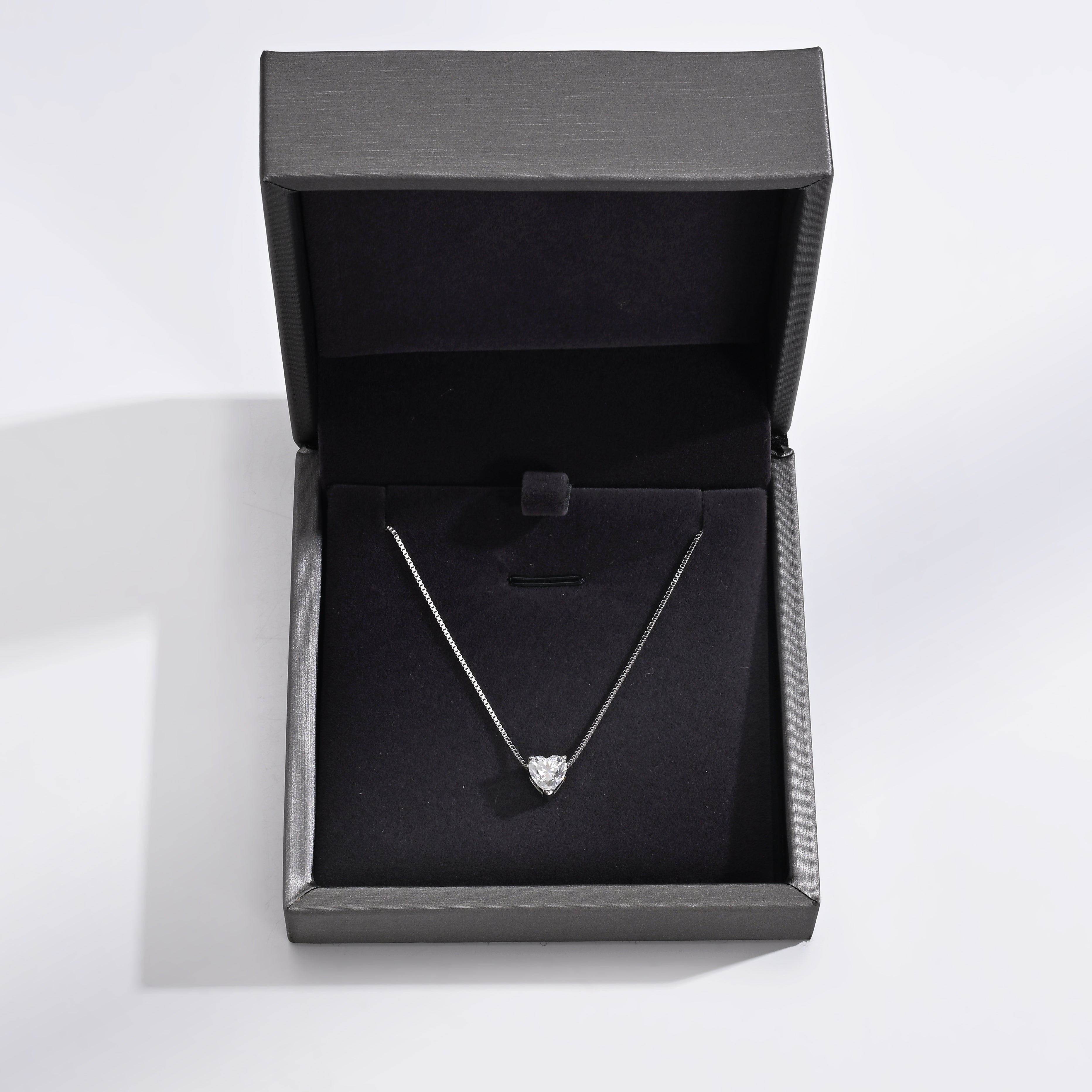 925 Silver Moissanite Necklace Heart 1 CT. VVS1 D