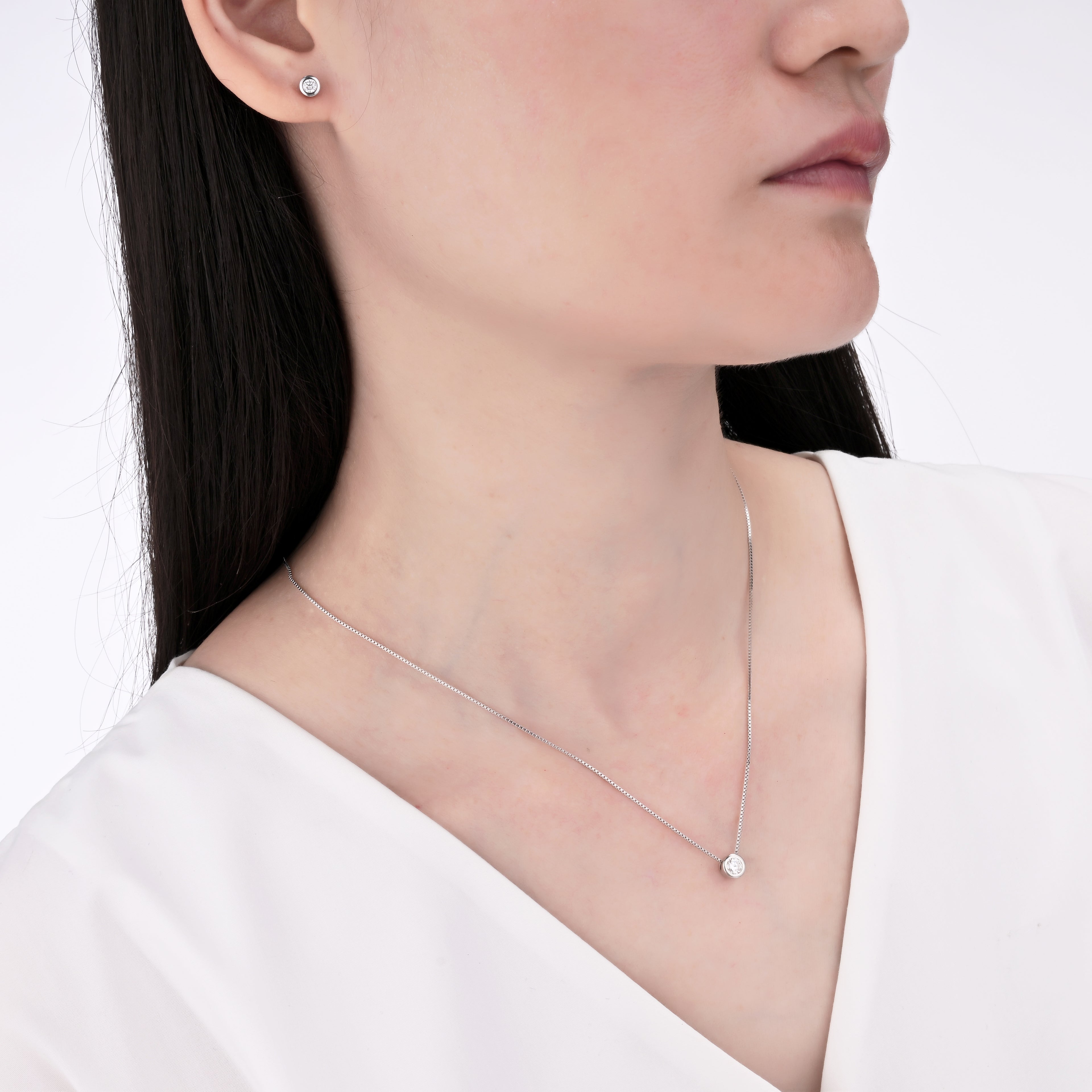 925 Silver Moissanite Earrings & Necklaces  0.5 CT. VVS1 D Color