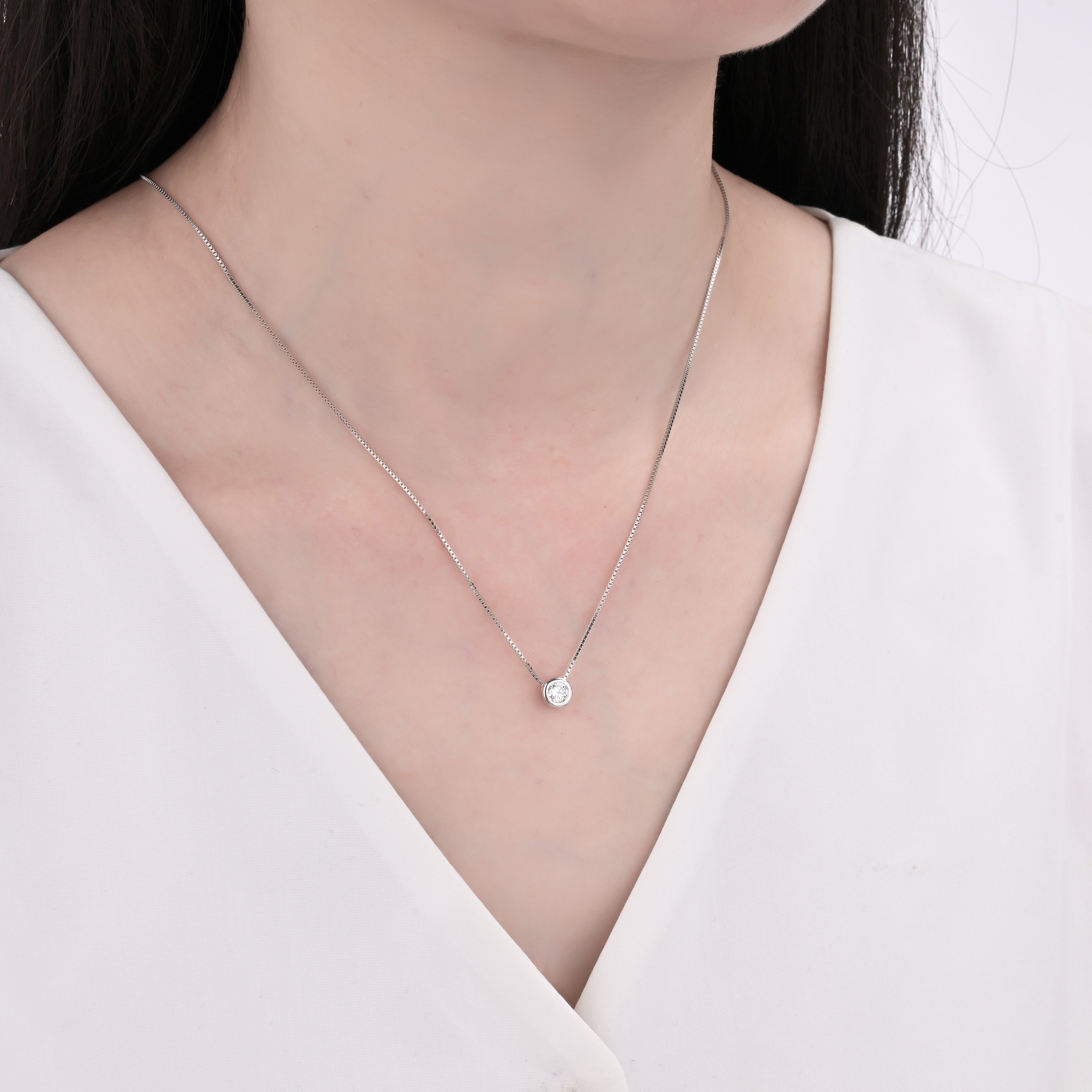 925 Silver Moissanite Necklace 0.3 CT. VVS1 D