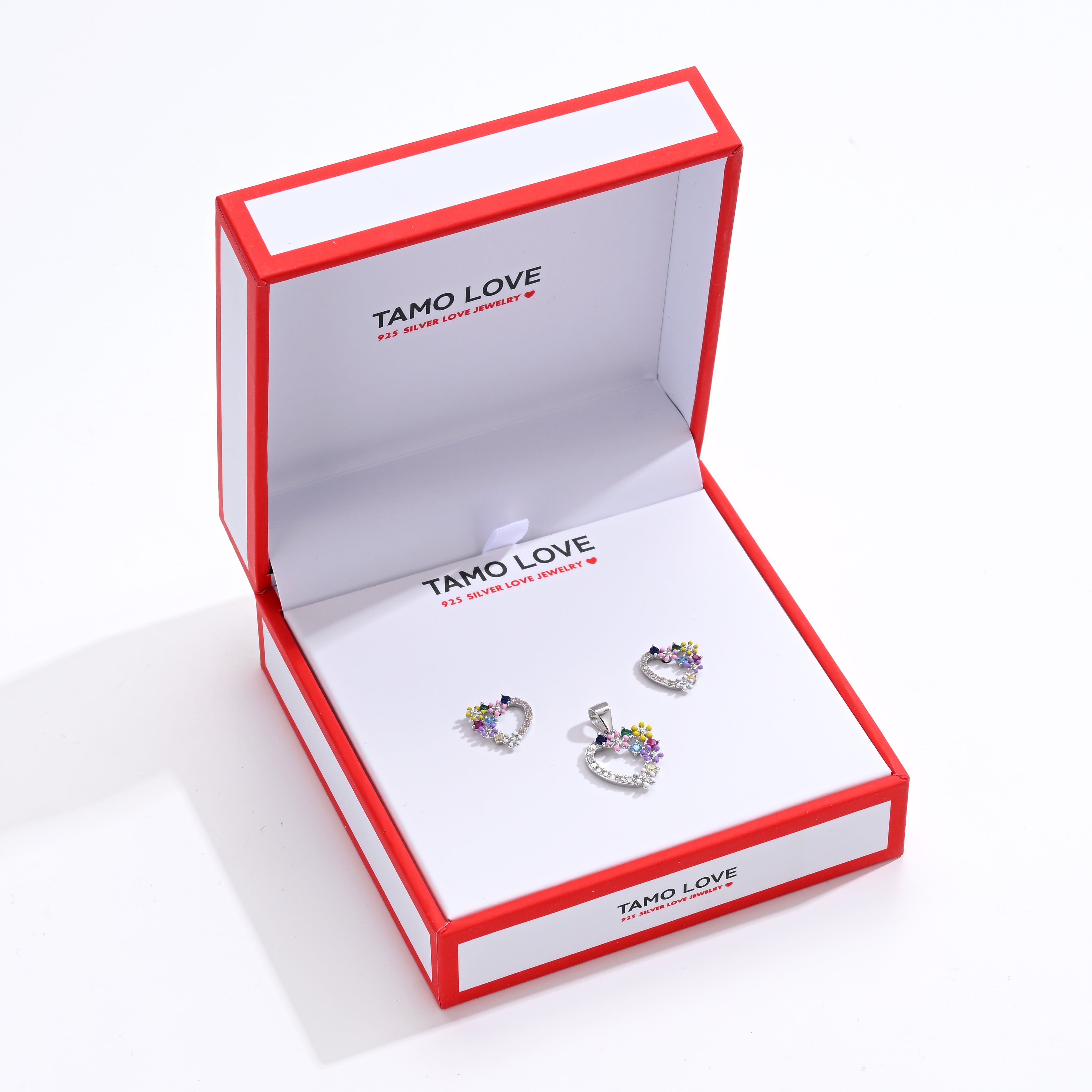 925 Silver Heart with Flower Earrings