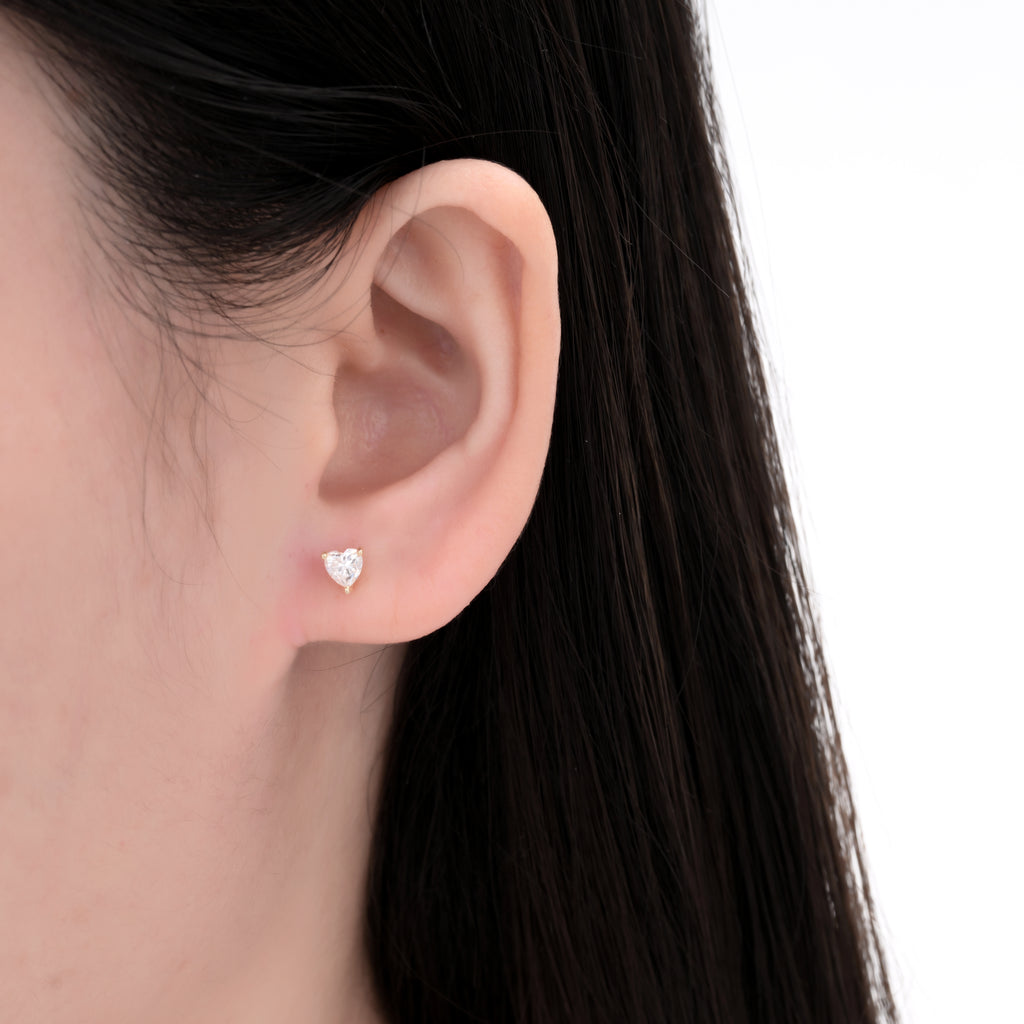 925 Silver Moissanite Earrings Heart 4 MM D Color VVS1  0.6 CT