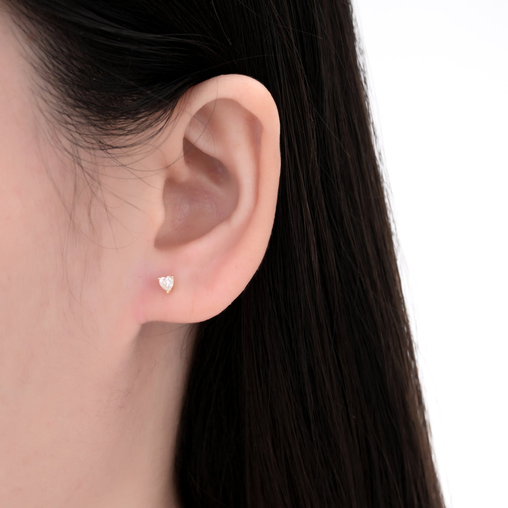 925 Silver Moissanite Earrings Heart 3 MM D Color VVS1  0.2 CT