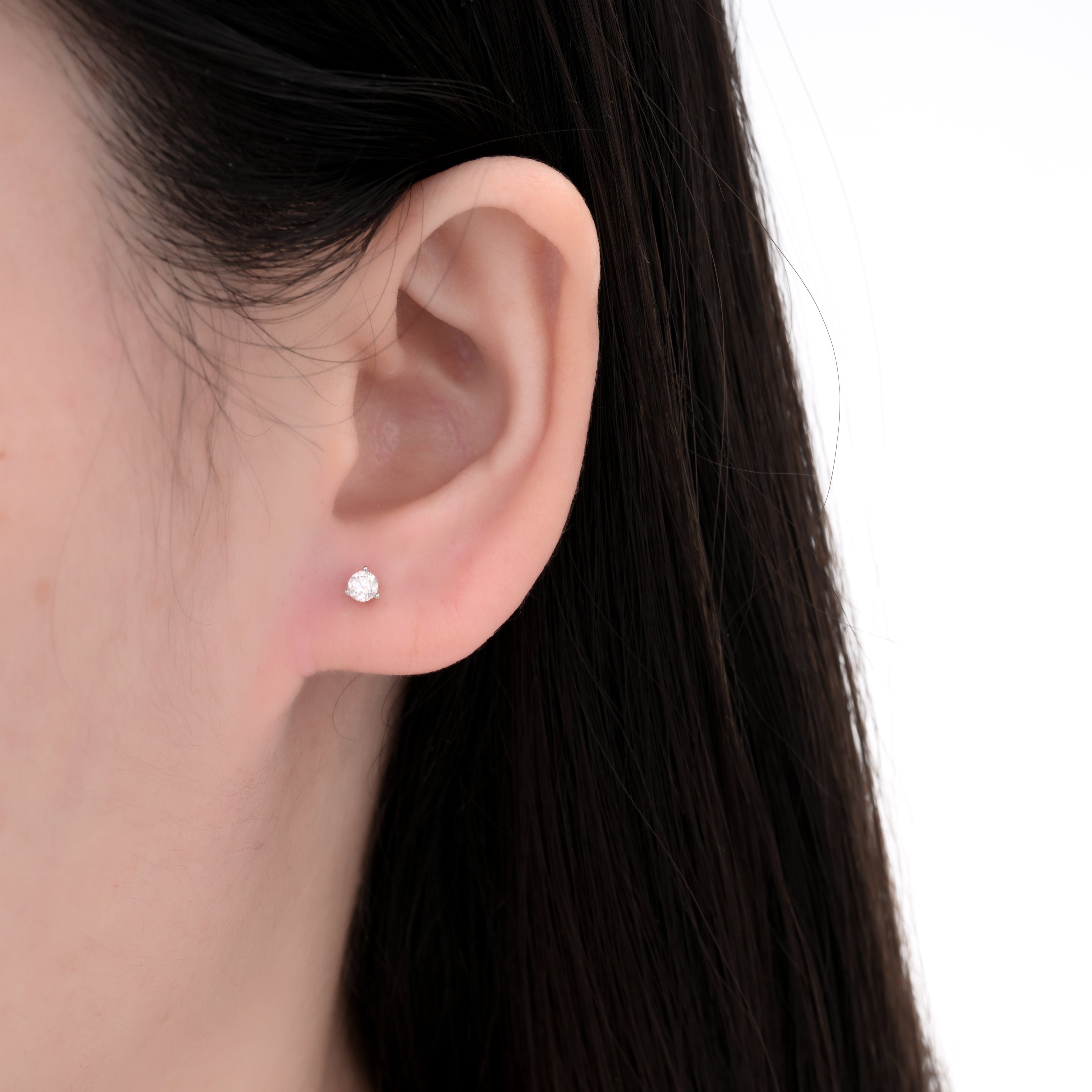 925 Silver Moissanite Earrings Round 3MM D Color VVS1  0.2 CT