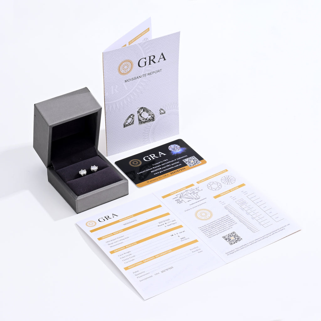 925 Silver Moissanite Earrings 2 CT. VVS1 D COLOR