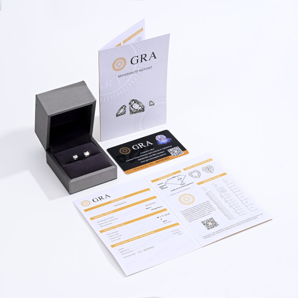 925 Silver Moissanite Earrings D Color VVS1  1 CT