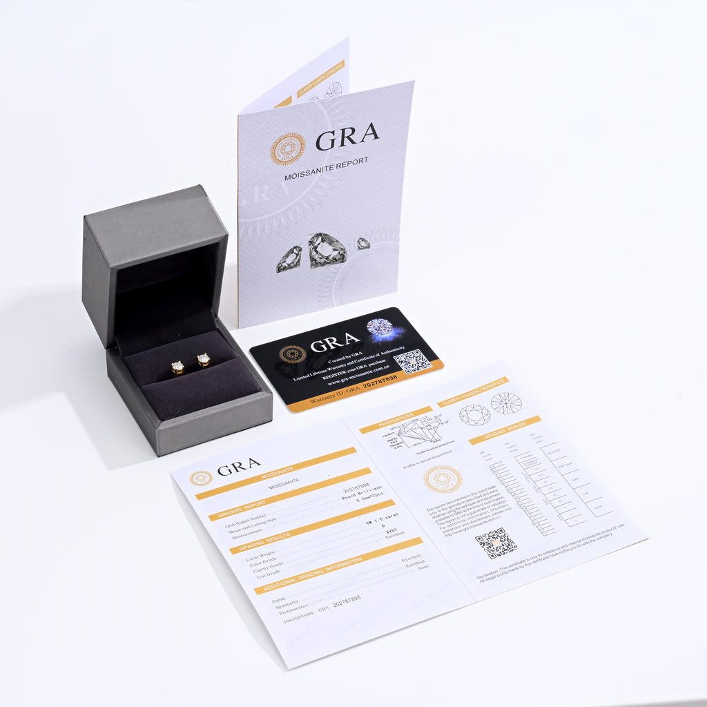 925 Silver Moissanite Earrings D Color VVS1 1 CT