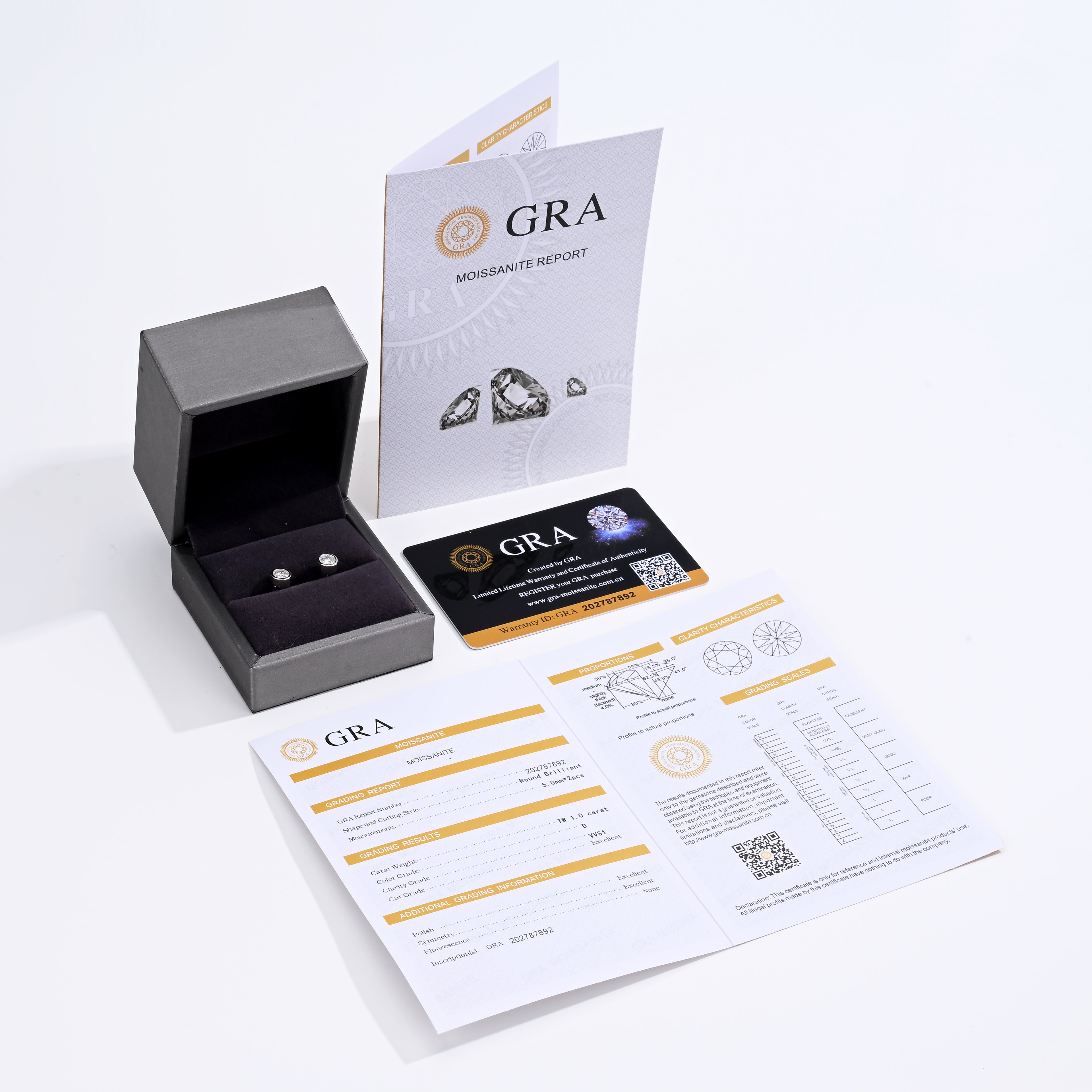 925 Silver Moissanite Earrings  D Color VVS1  1 CT