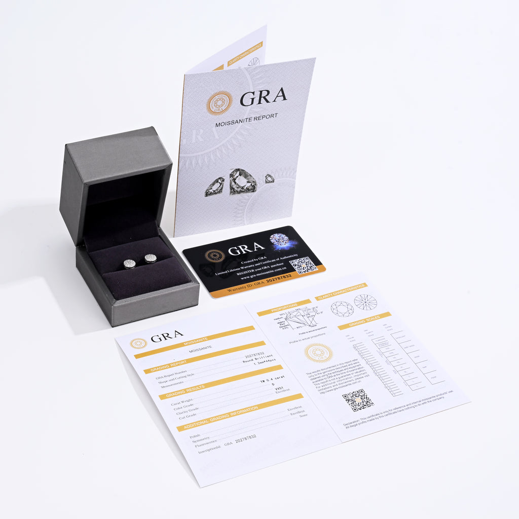 925 Silver Moissanite Earrings 0.4 CT. VVS1 D Color