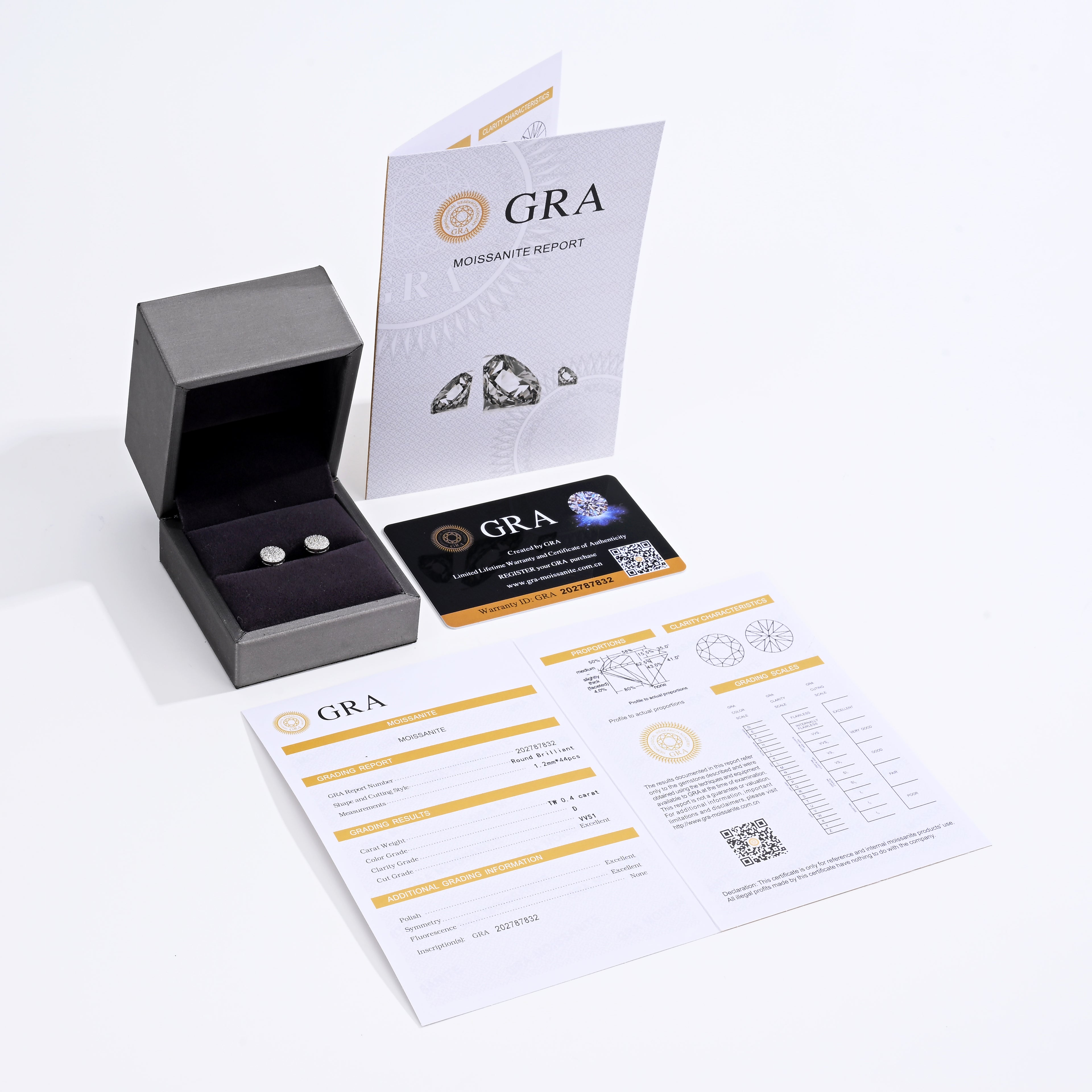 925 Silver Moissanite Earrings 0.4 CT. VVS1 D Color