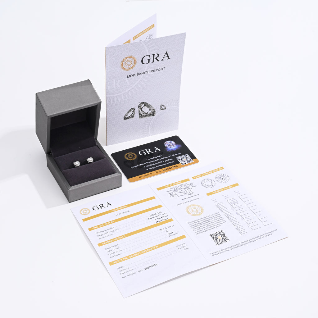 925 Silver Moissanite Earrings 1 CT. VVS1 D Color