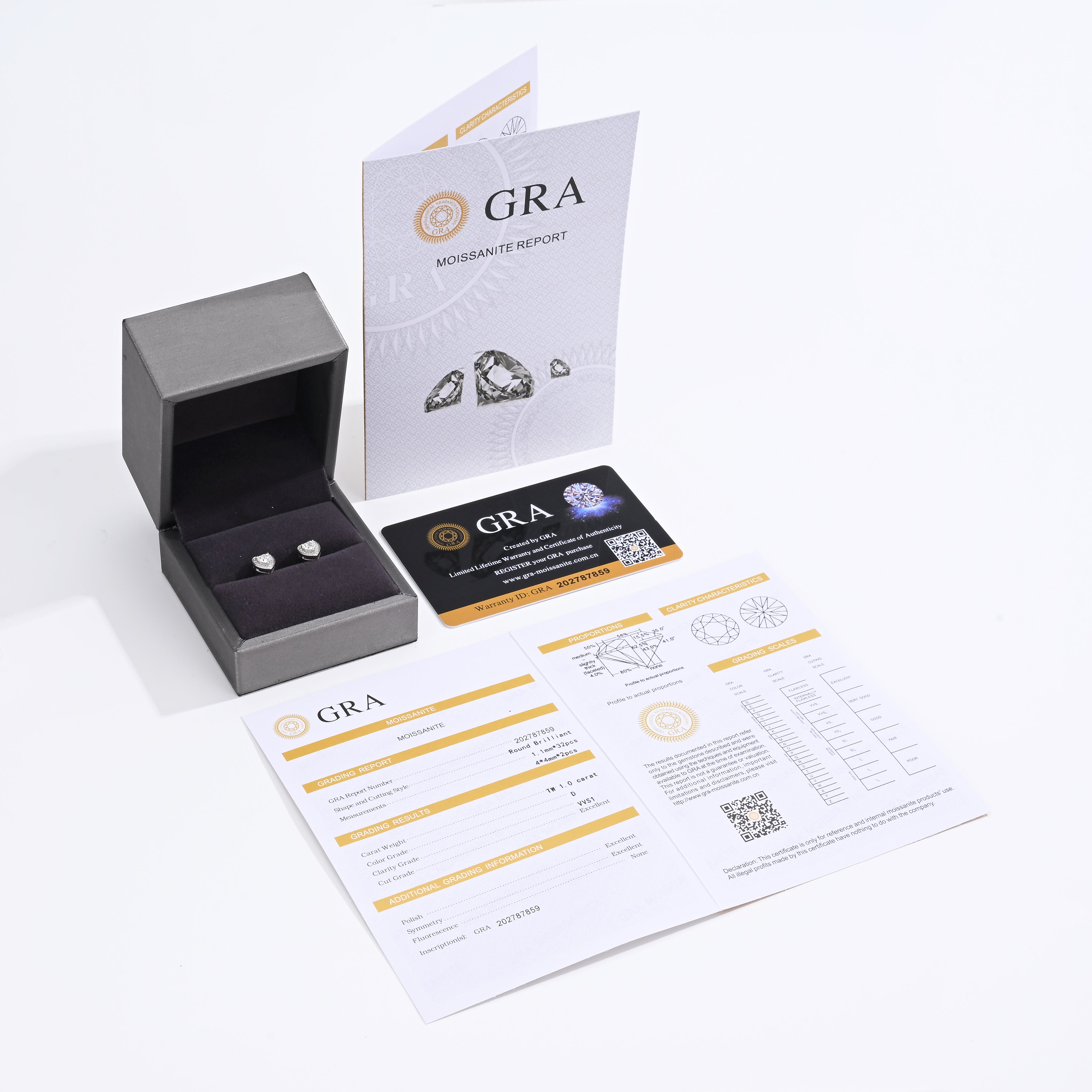 925 Silver Moissanite Earrings 1 CT. VVS1 D Color